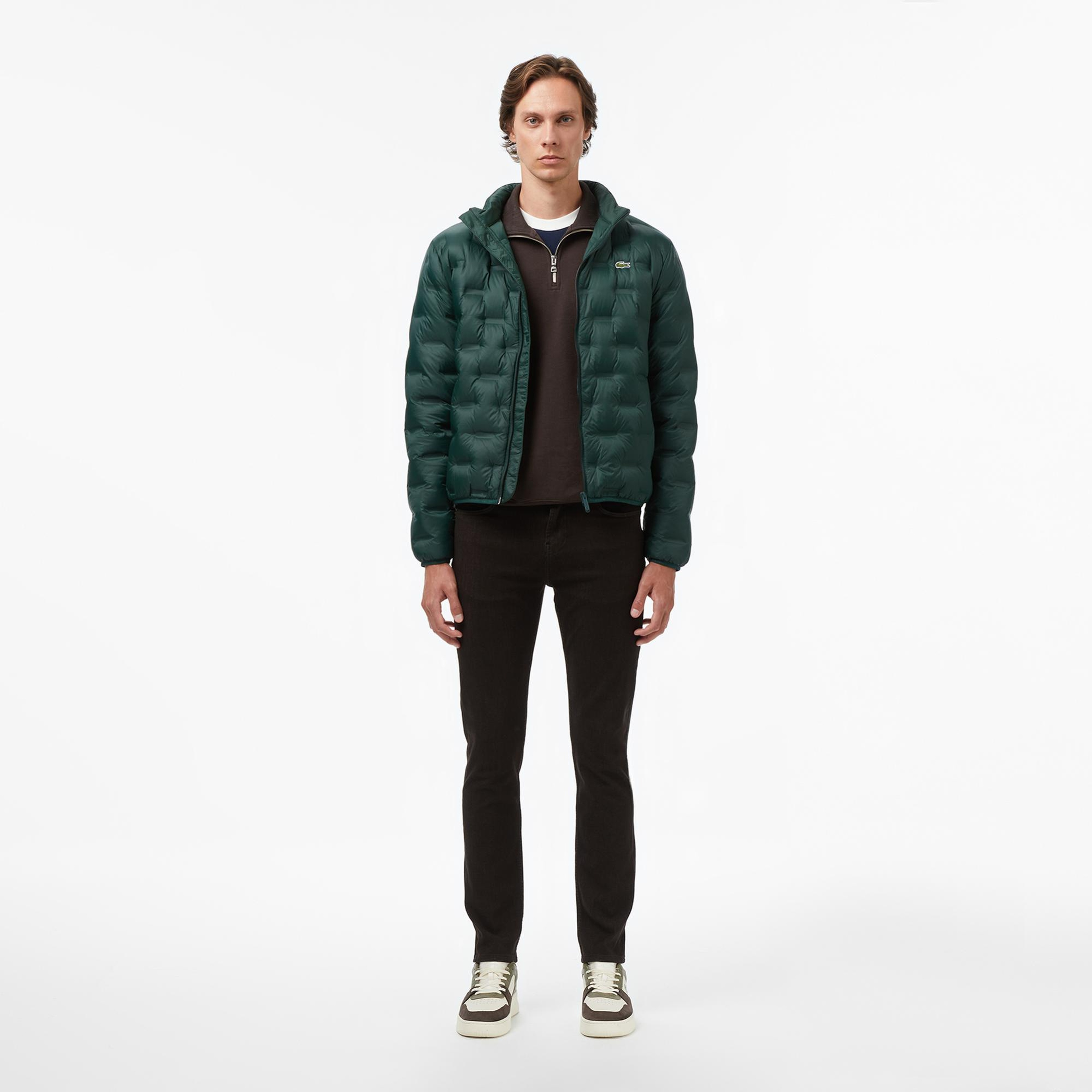 Lacoste Erkek Dik Yaka Kapitone Koyu Yeşil Mont