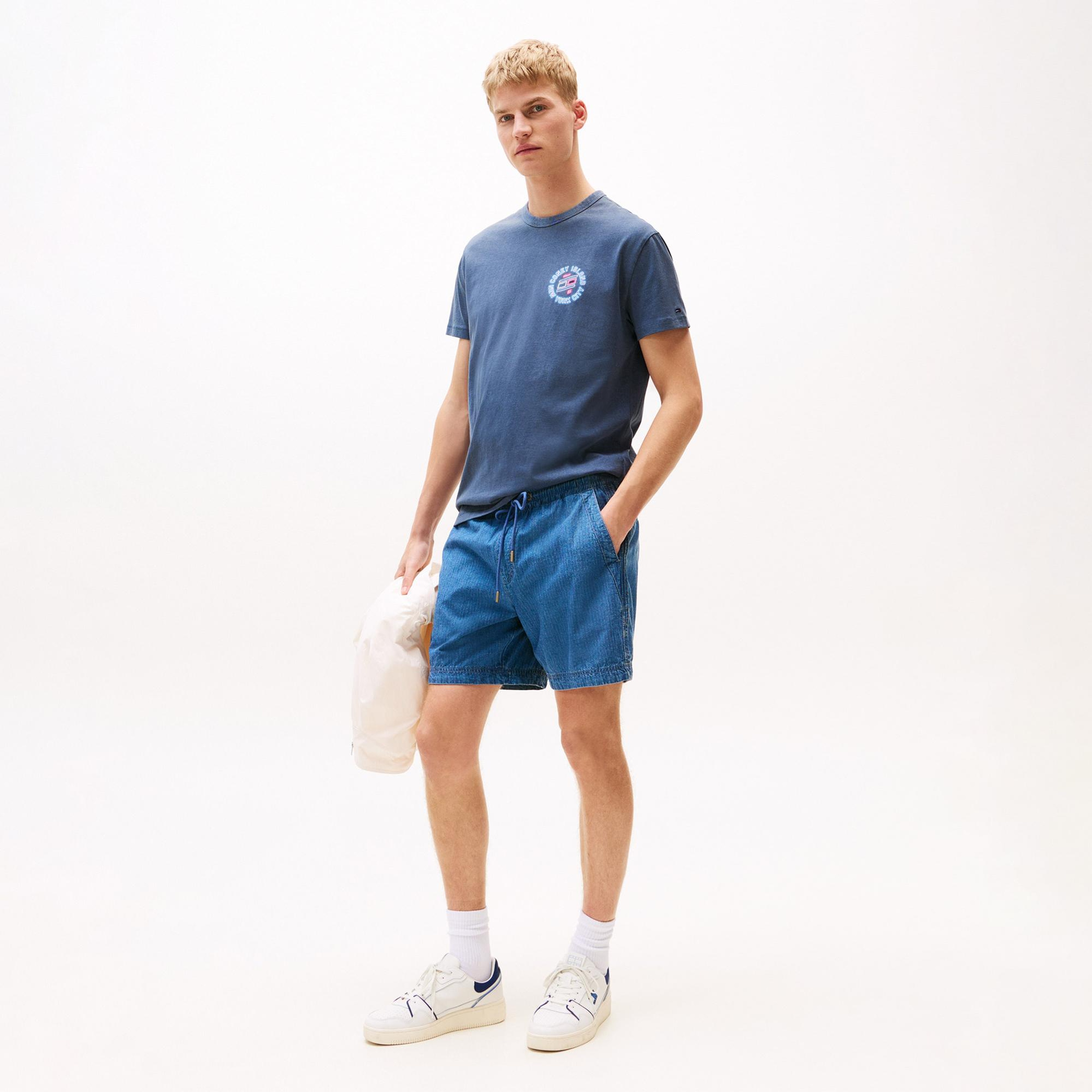 Tommy Hilfiger Jeans Novelty Fair Erkek Mavi T-Shirt