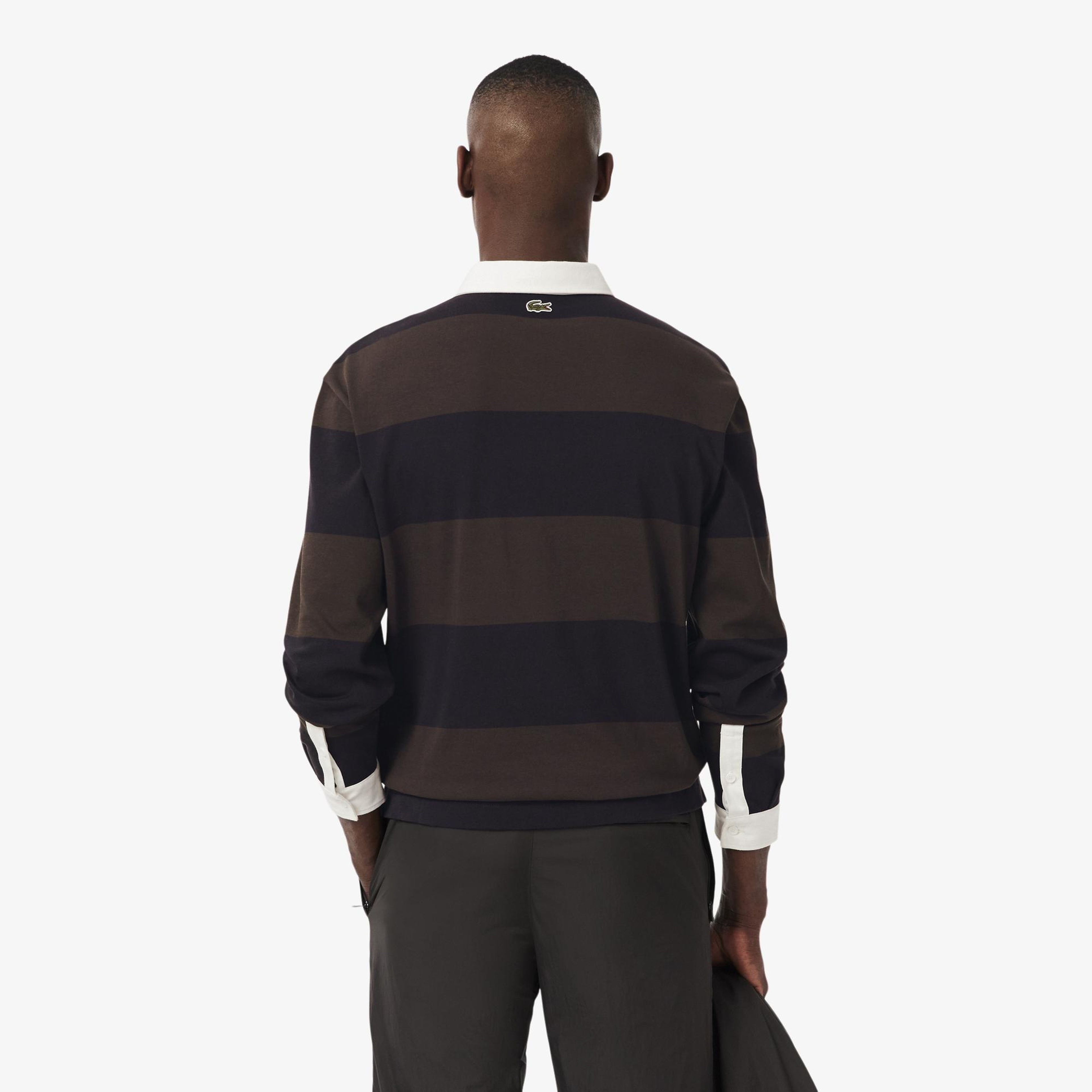 Lacoste Erkek Relaxed Fit Çizgili Koyu Mavi Rugby Polo