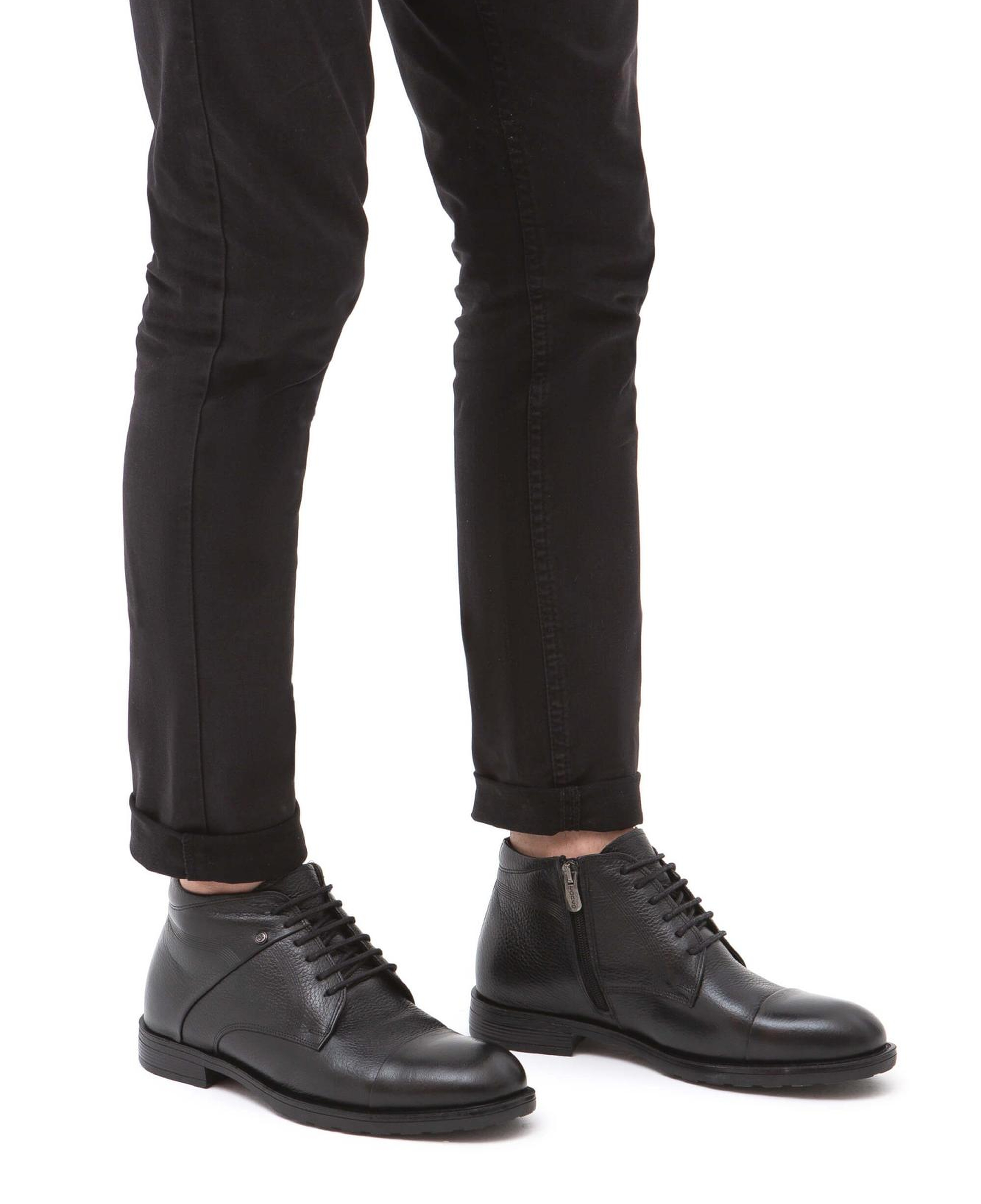 Tamer Tanca Erkek Hakiki Deri Siyah Floter Klasik Bot