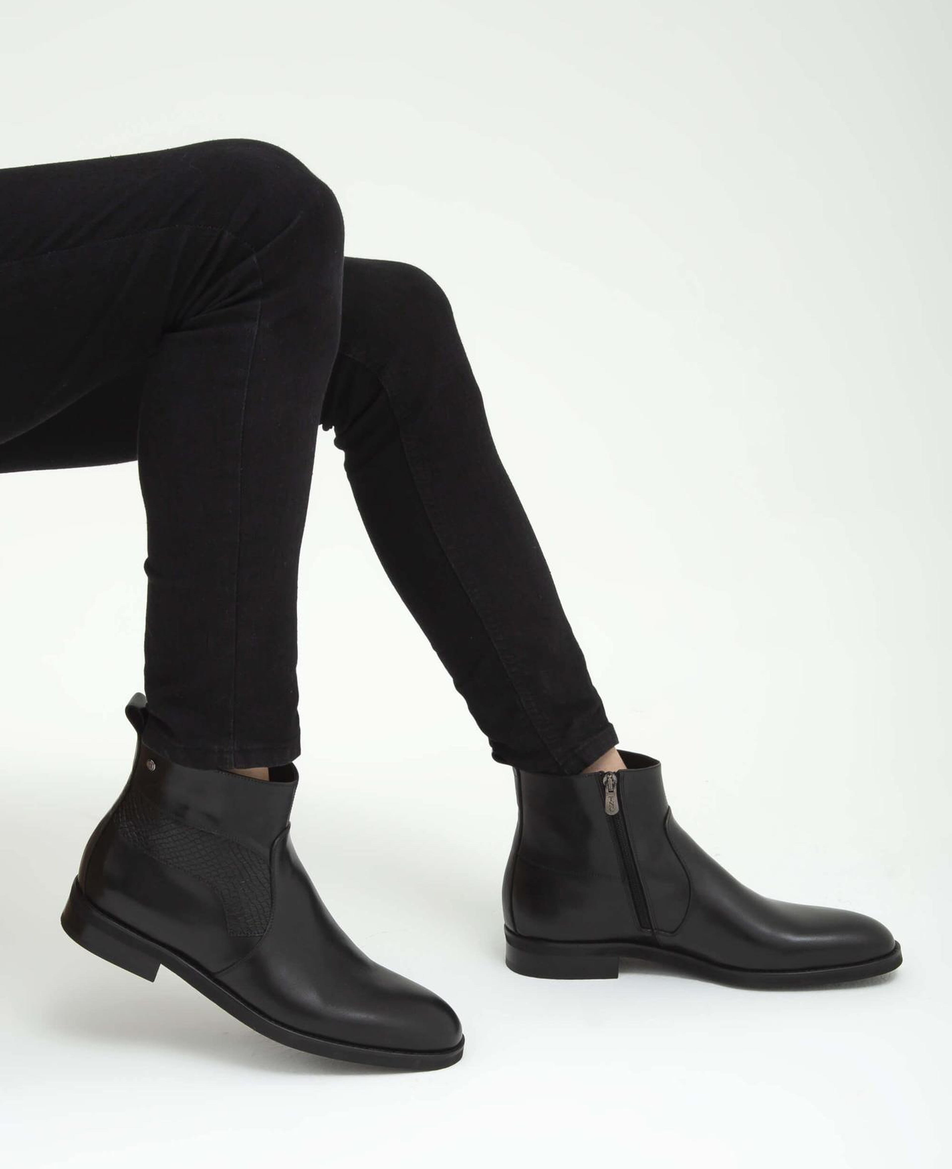 Tamer Tanca Erkek Hakiki Deri Siyah Analin Chelsea Bot