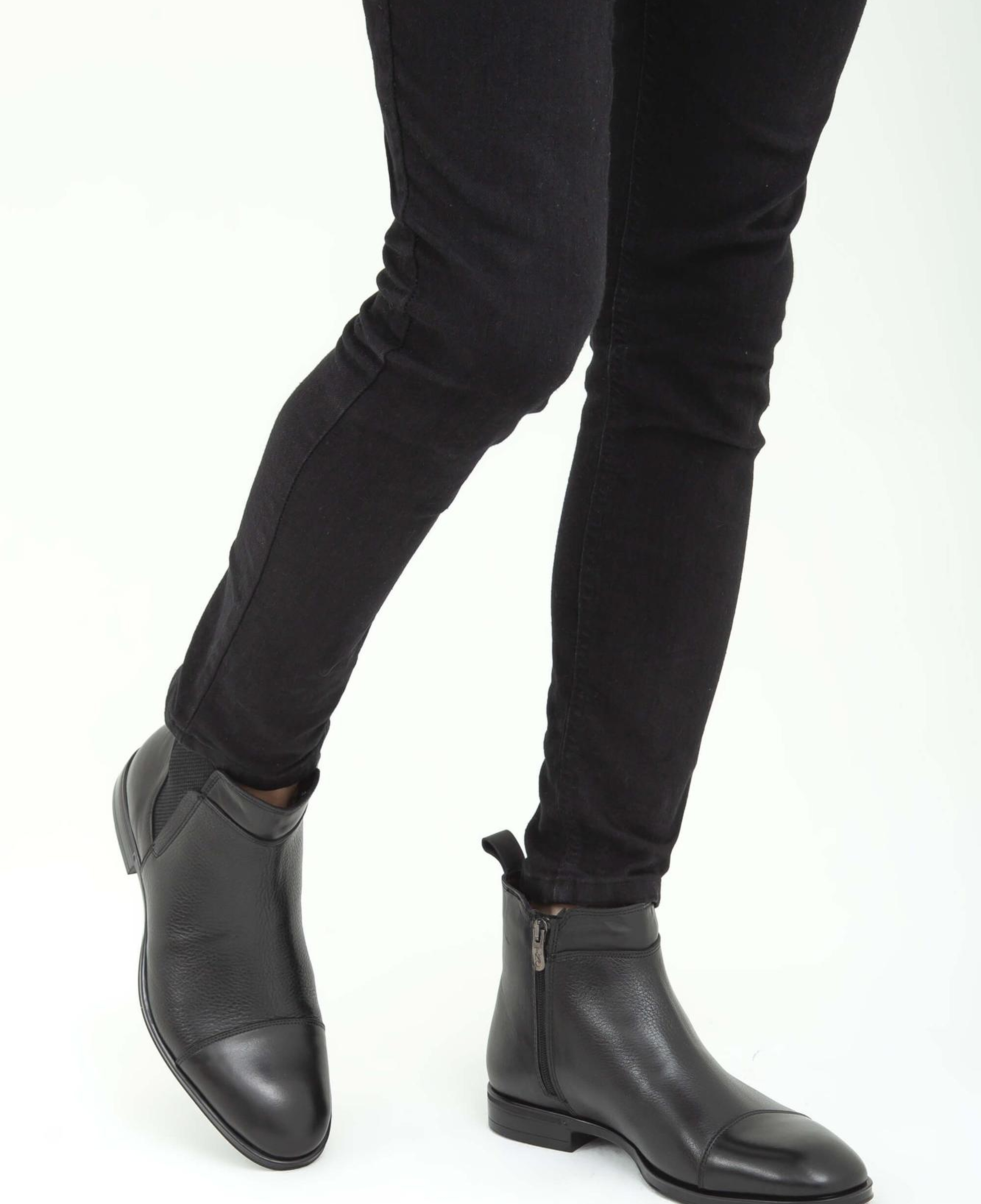 Tamer Tanca Erkek Hakiki Deri Siyah Chelsea Bot