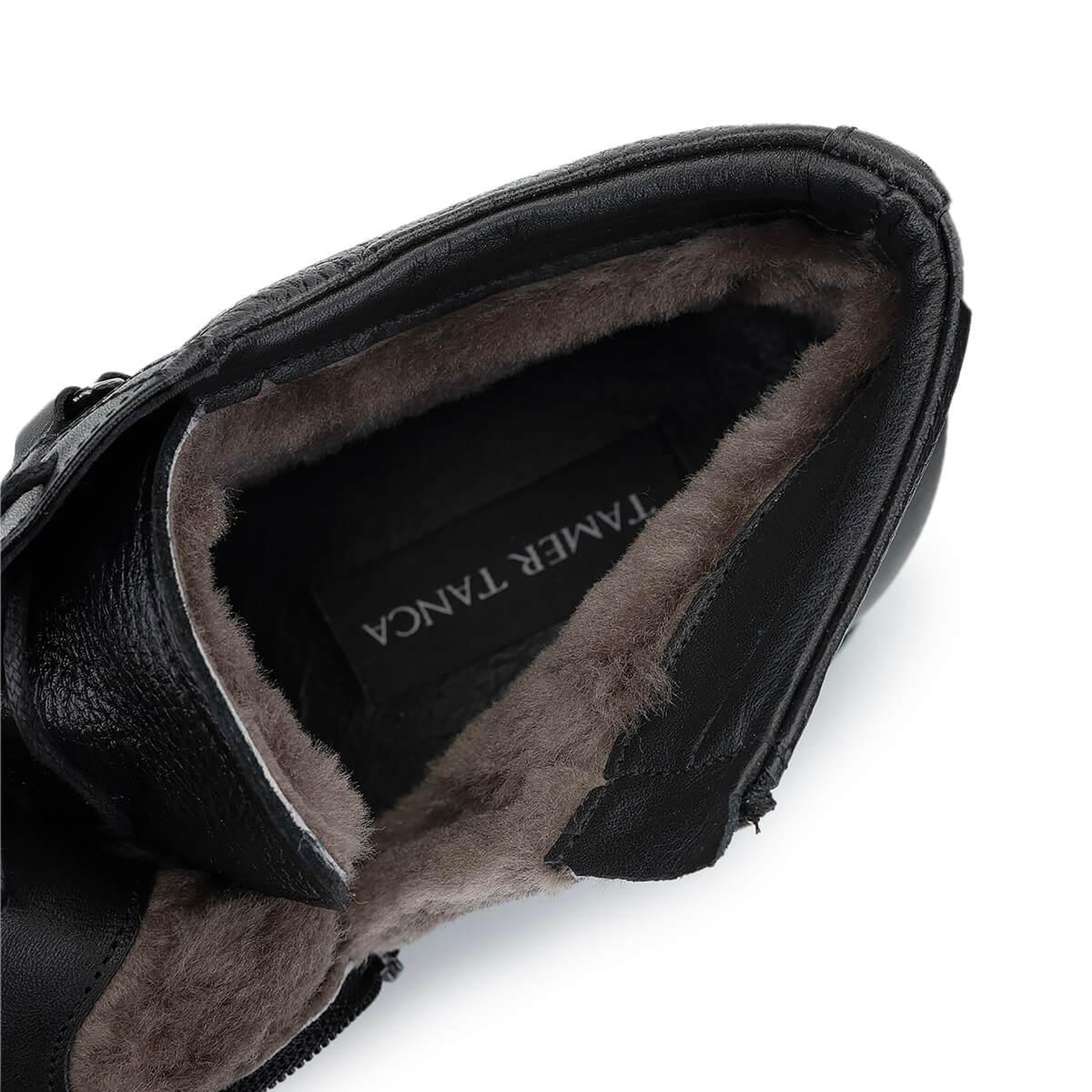 Tamer Tanca Erkek Hakiki Deri Siyah Floter Casual Bot