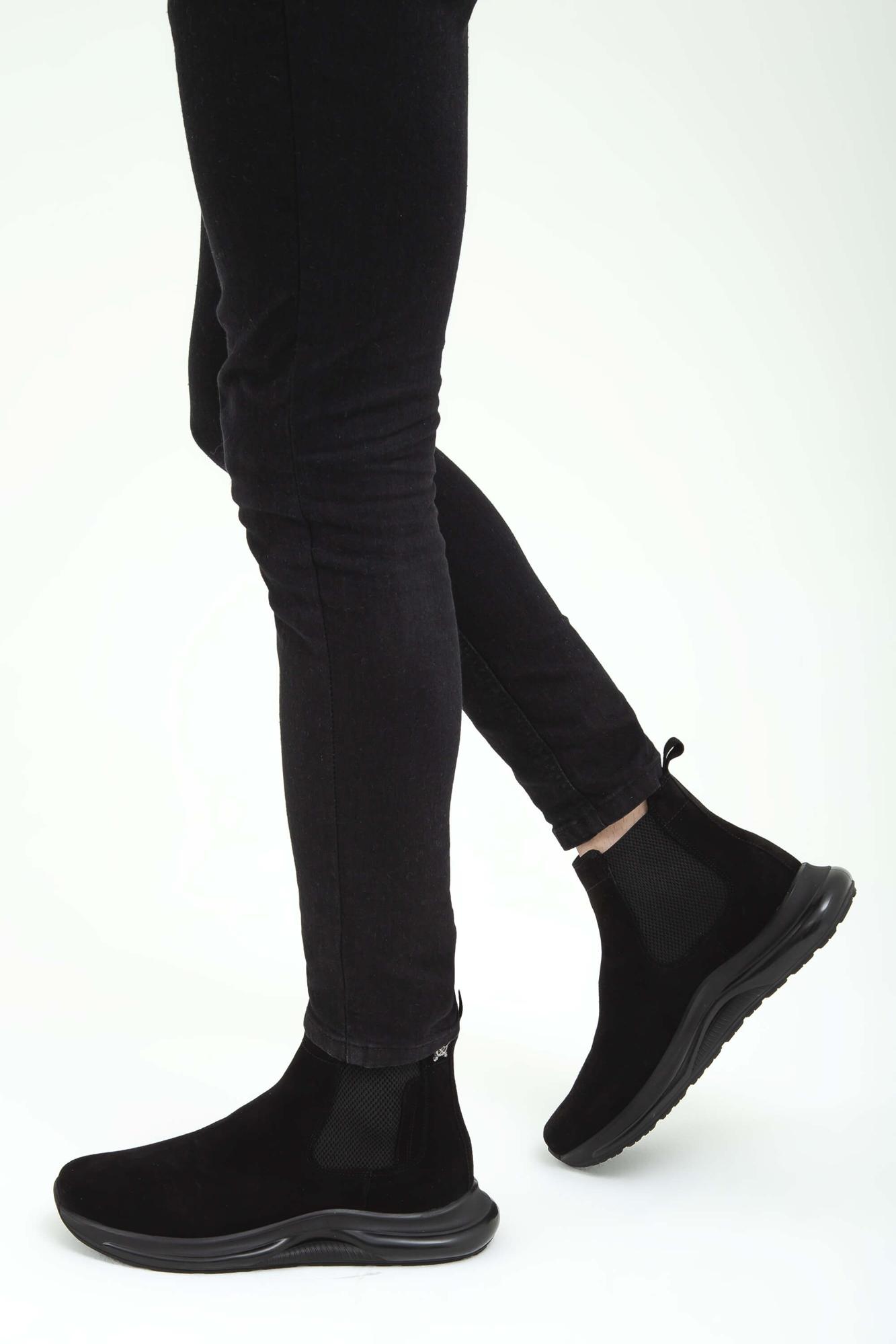 Tamer Tanca Erkek Hakiki Deri Siyah Süet Casual Bot