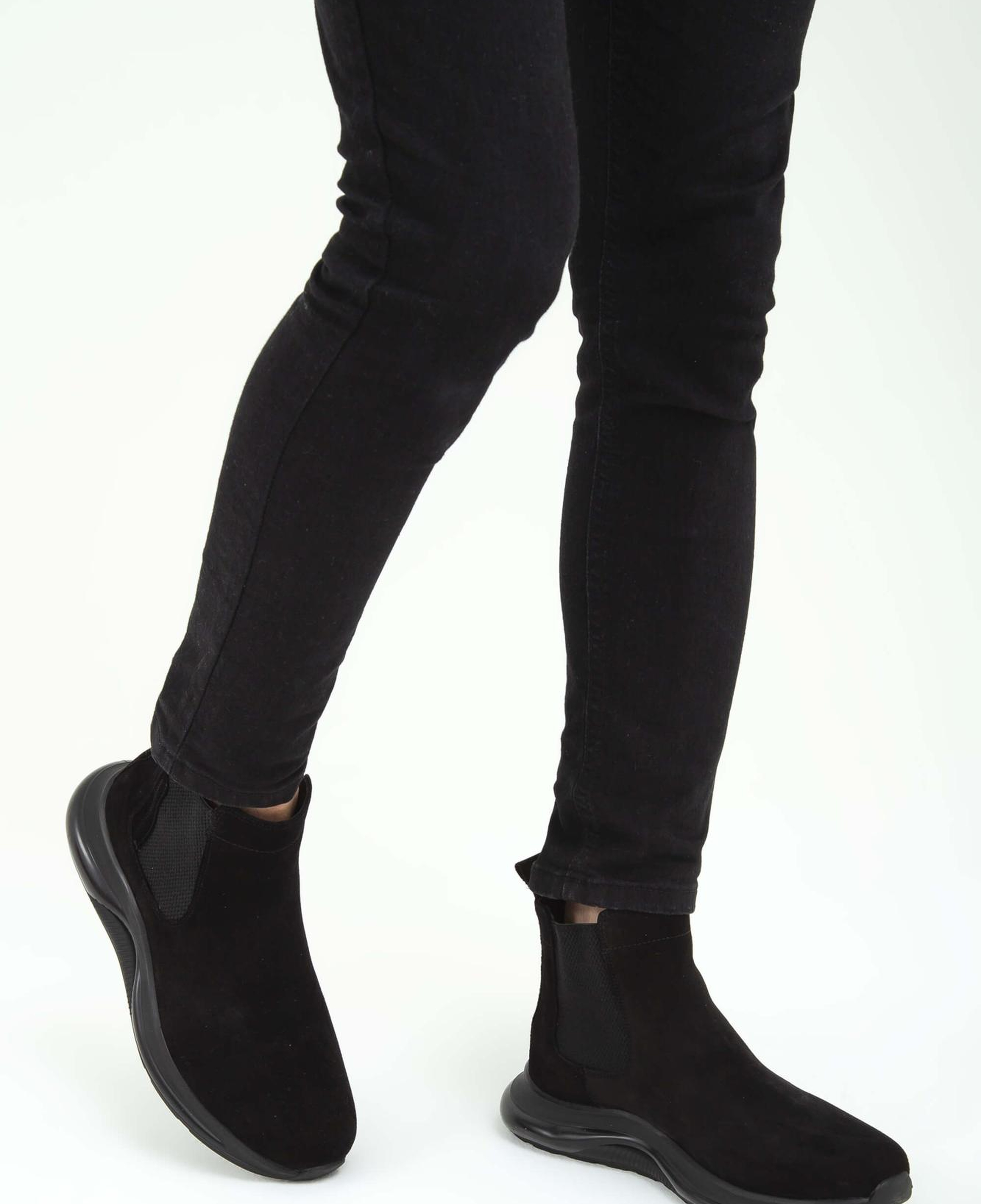 Tamer Tanca Erkek Hakiki Deri Siyah Süet Casual Bot