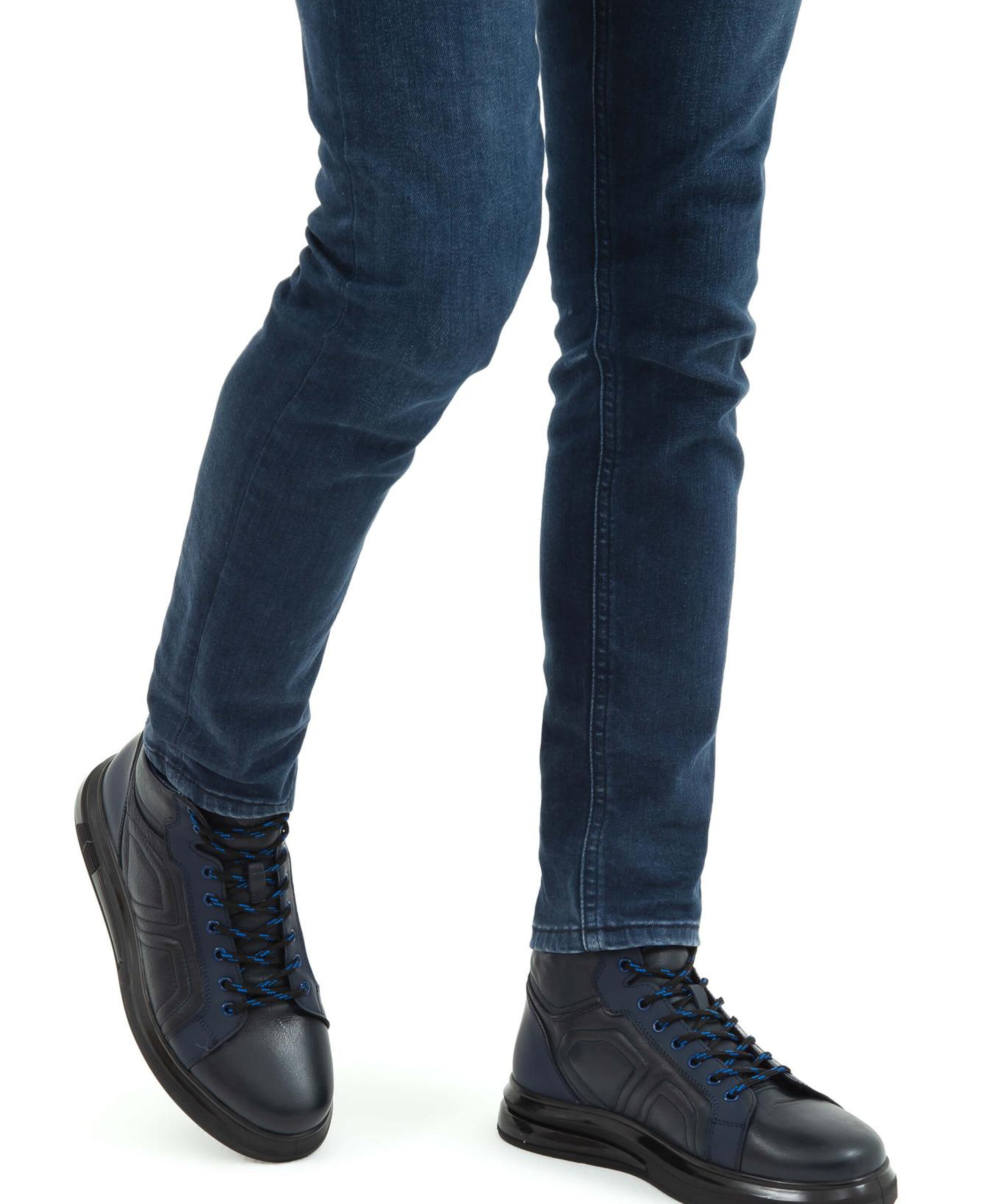 Tamer Tanca Erkek Hakiki Deri Lacivert Casual Bot