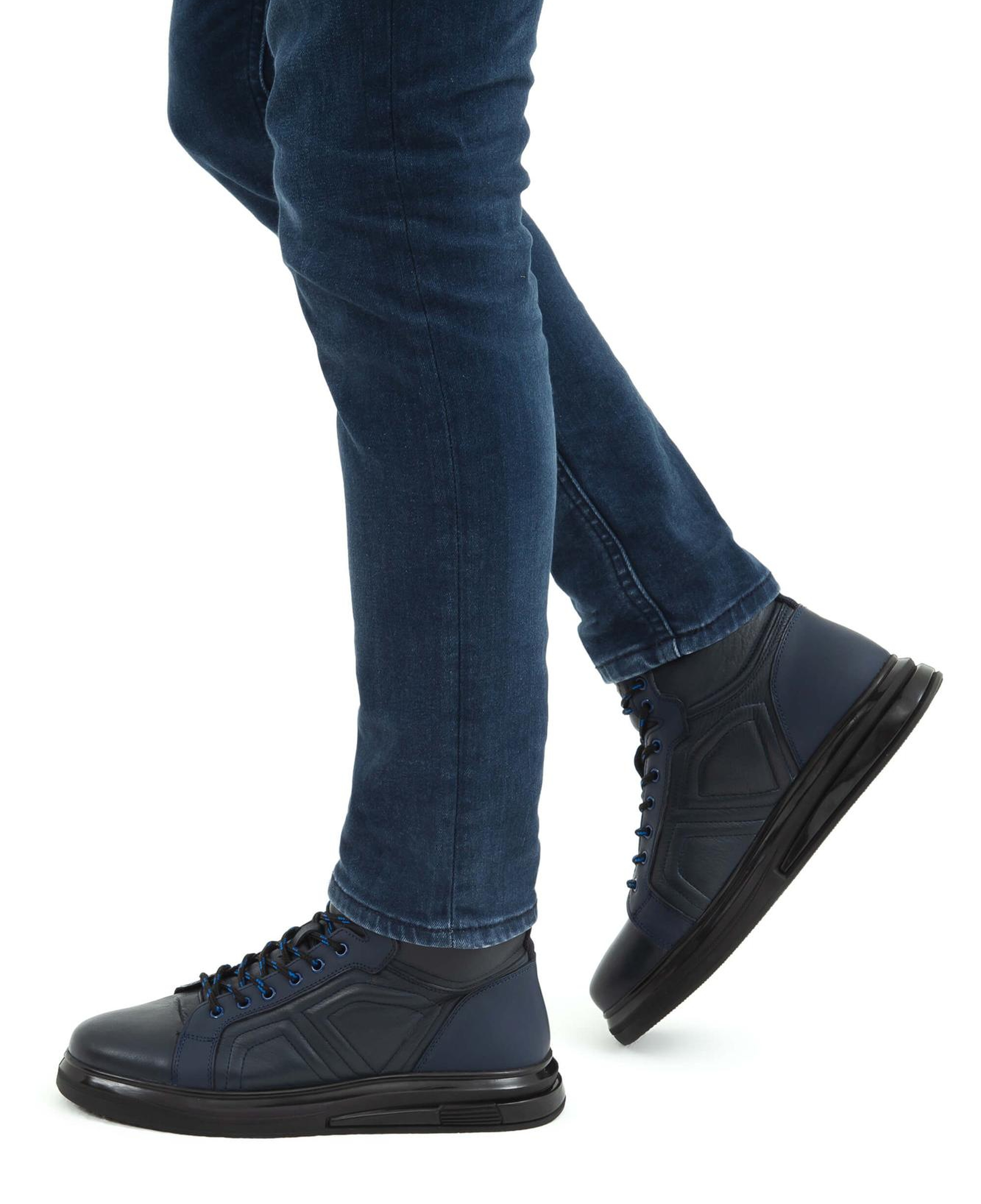 Tamer Tanca Erkek Hakiki Deri Lacivert Casual Bot