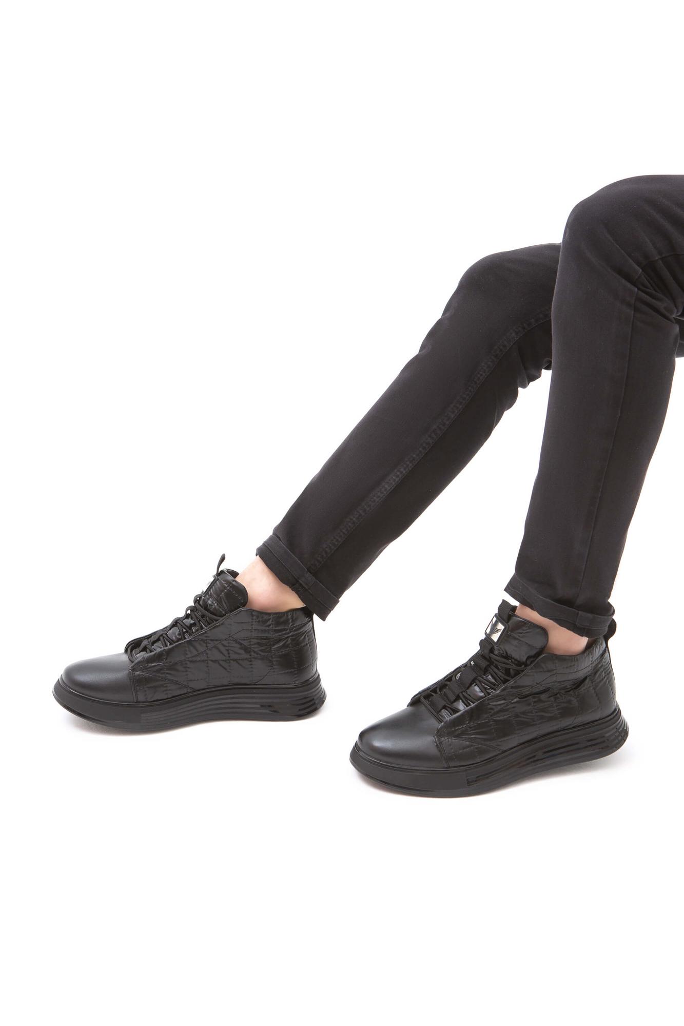 Tamer Tanca Erkek Deri & Tekstil Siyah Casual Bot