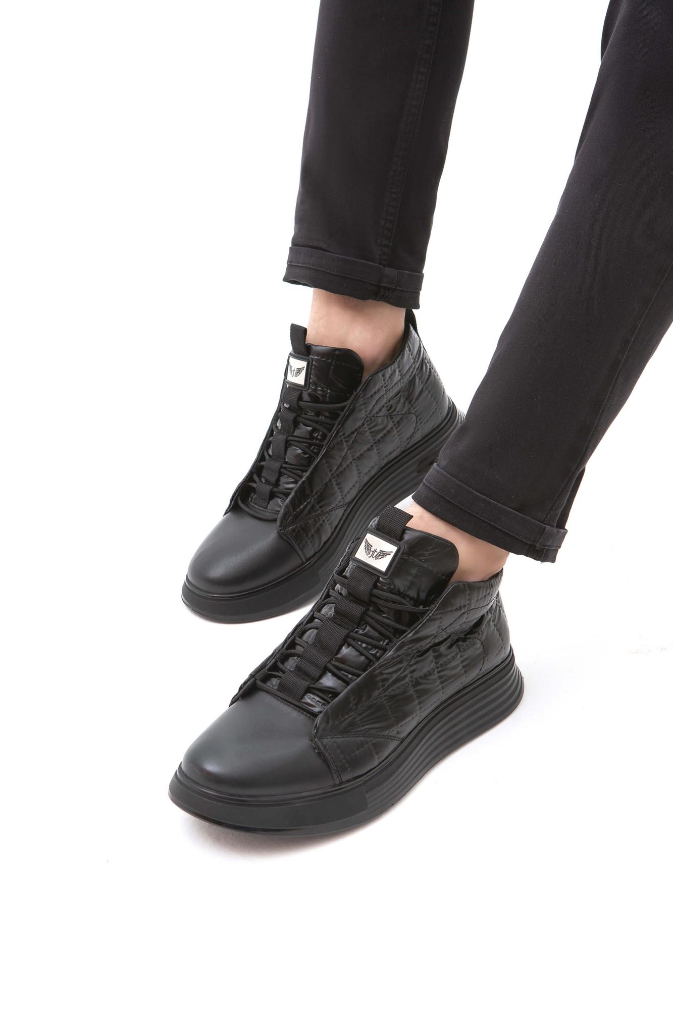 Tamer Tanca Erkek Deri & Tekstil Siyah Casual Bot