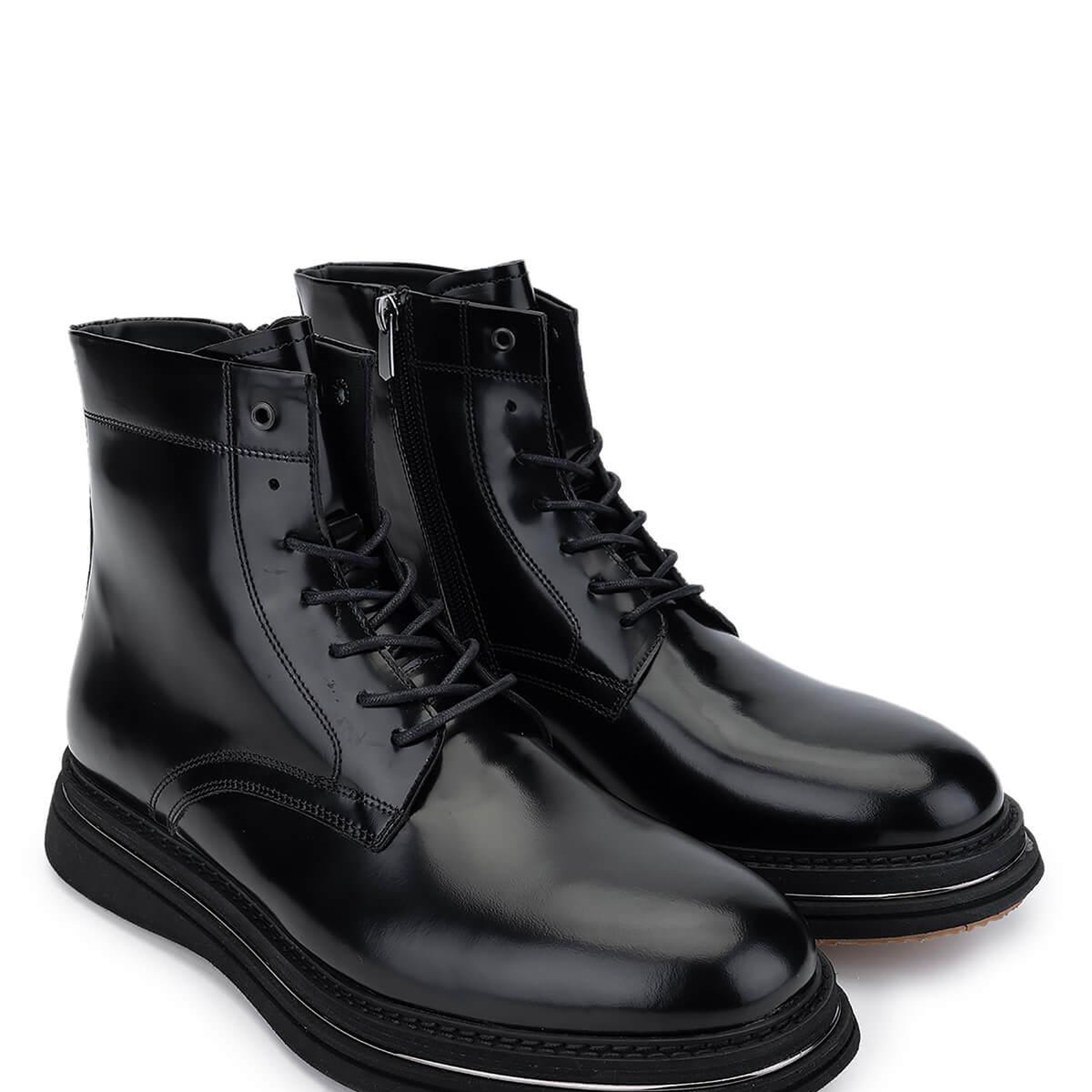 Tamer Tanca Erkek Hakiki Deri Siyah Açma Postal Bot