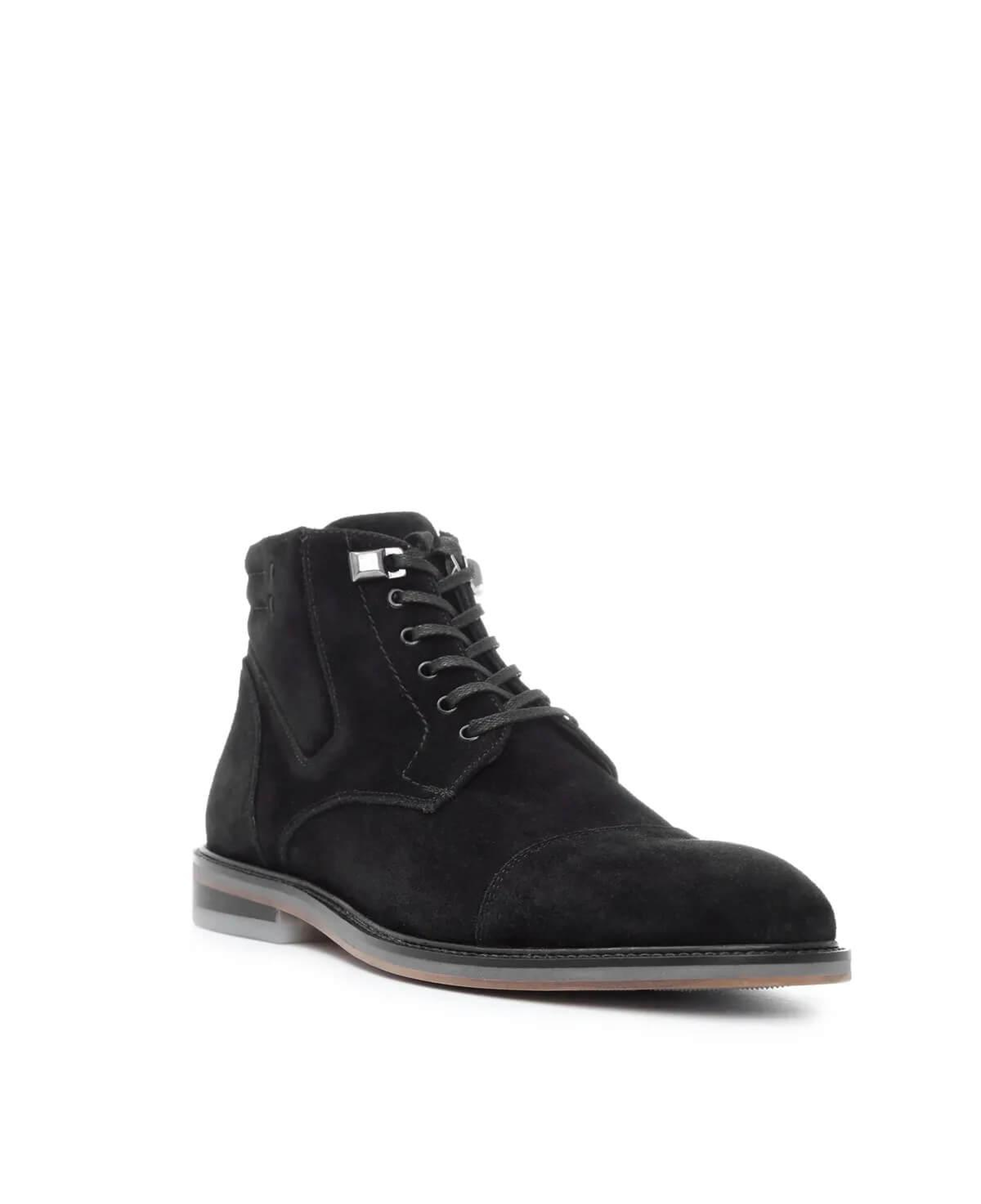 Tamer Tanca Erkek Hakiki Deri Siyah Süet Klasik Bot