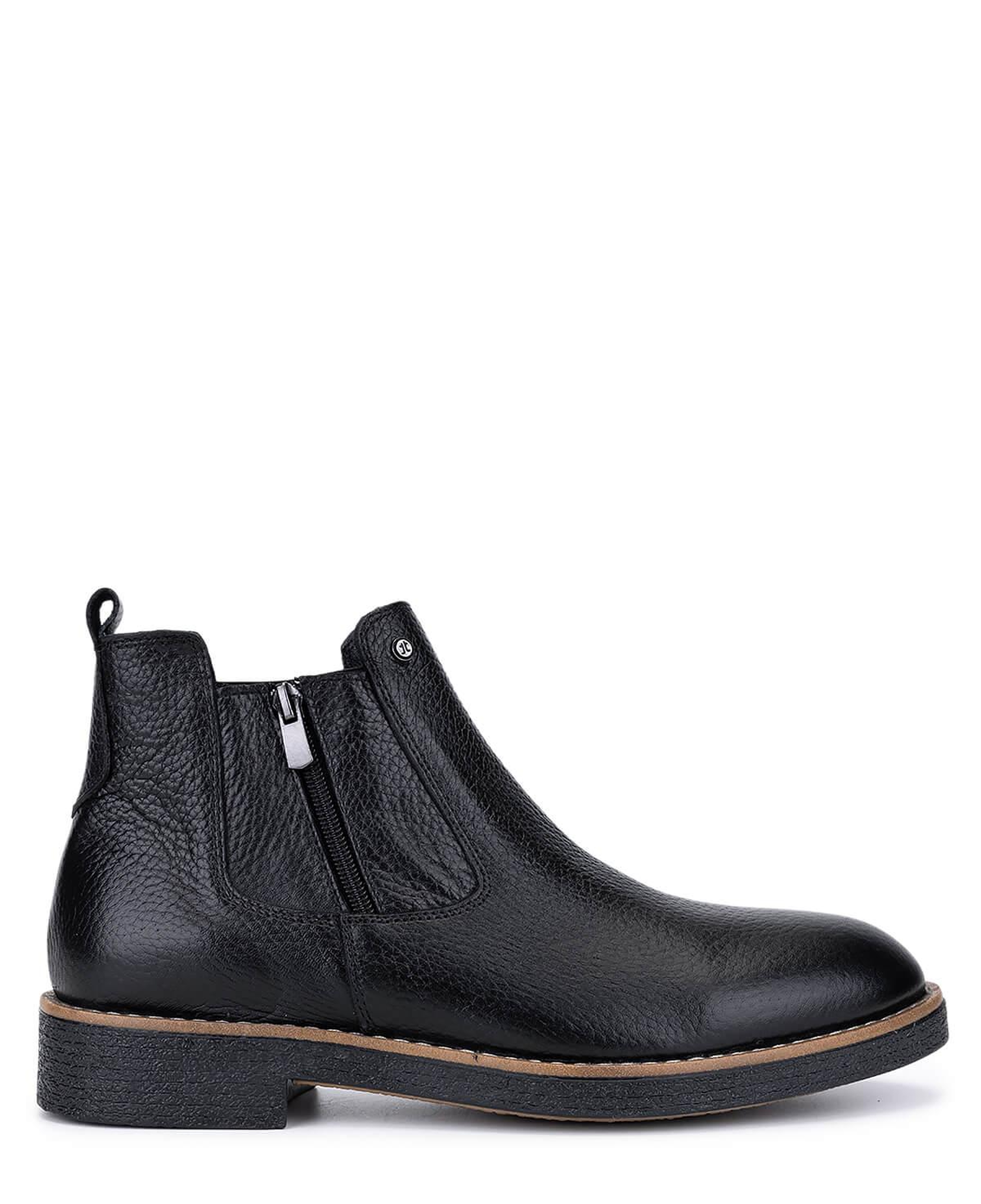 Tamer Tanca Erkek Hakiki Deri Siyah Floter Casual Bot