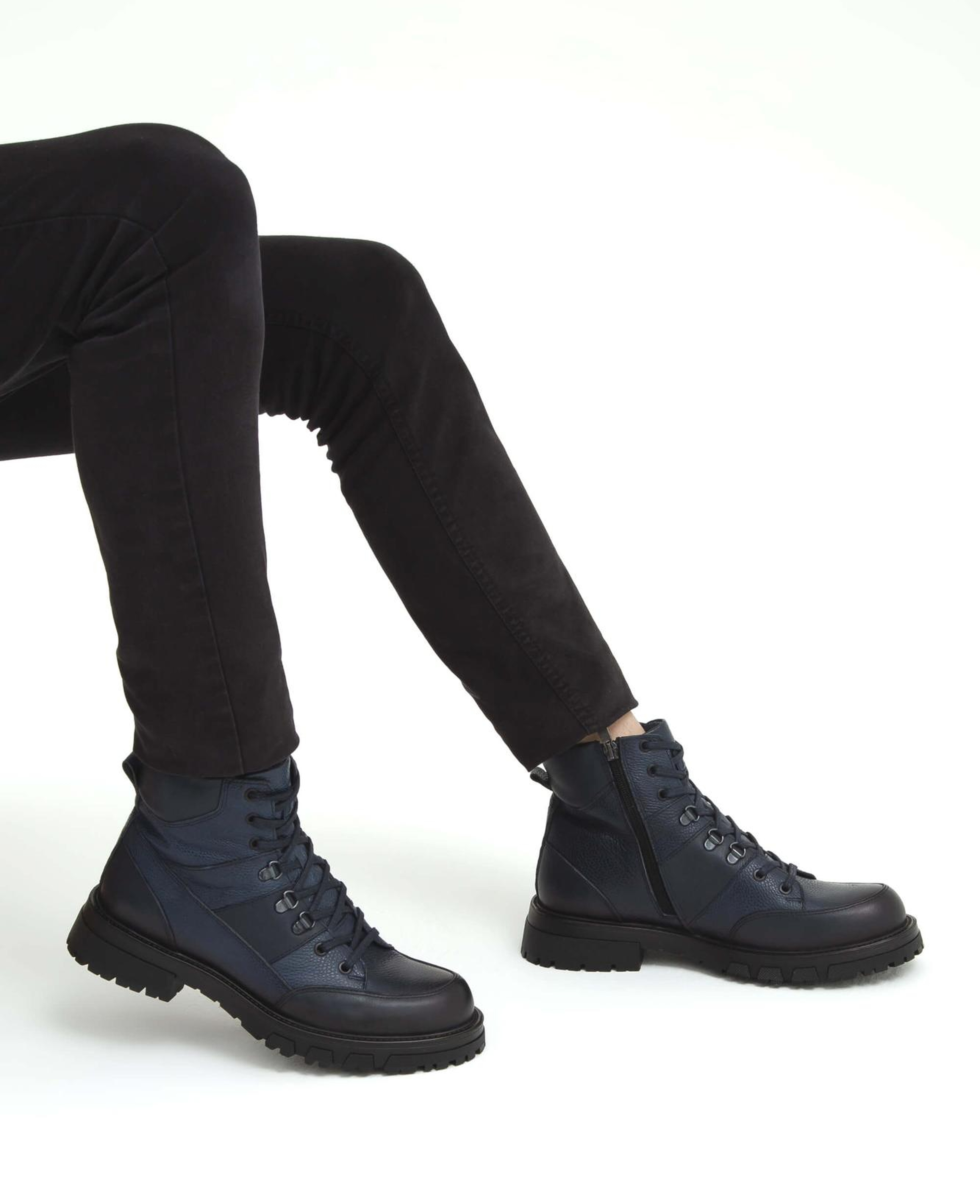 Tamer Tanca Erkek Hakiki Deri Lacivert Casual Bot