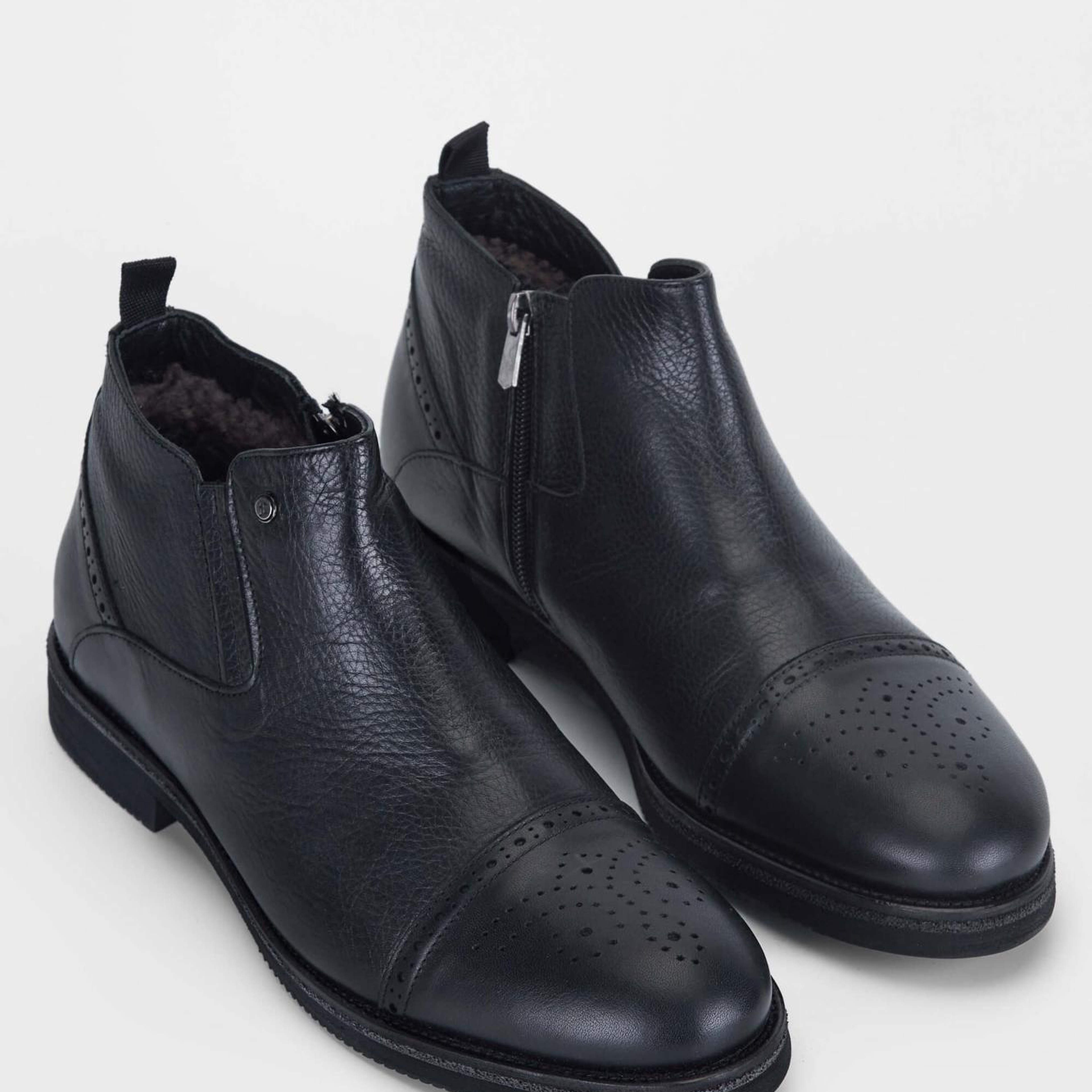 Tamer Tanca Erkek Hakiki Deri Siyah Casual Bot