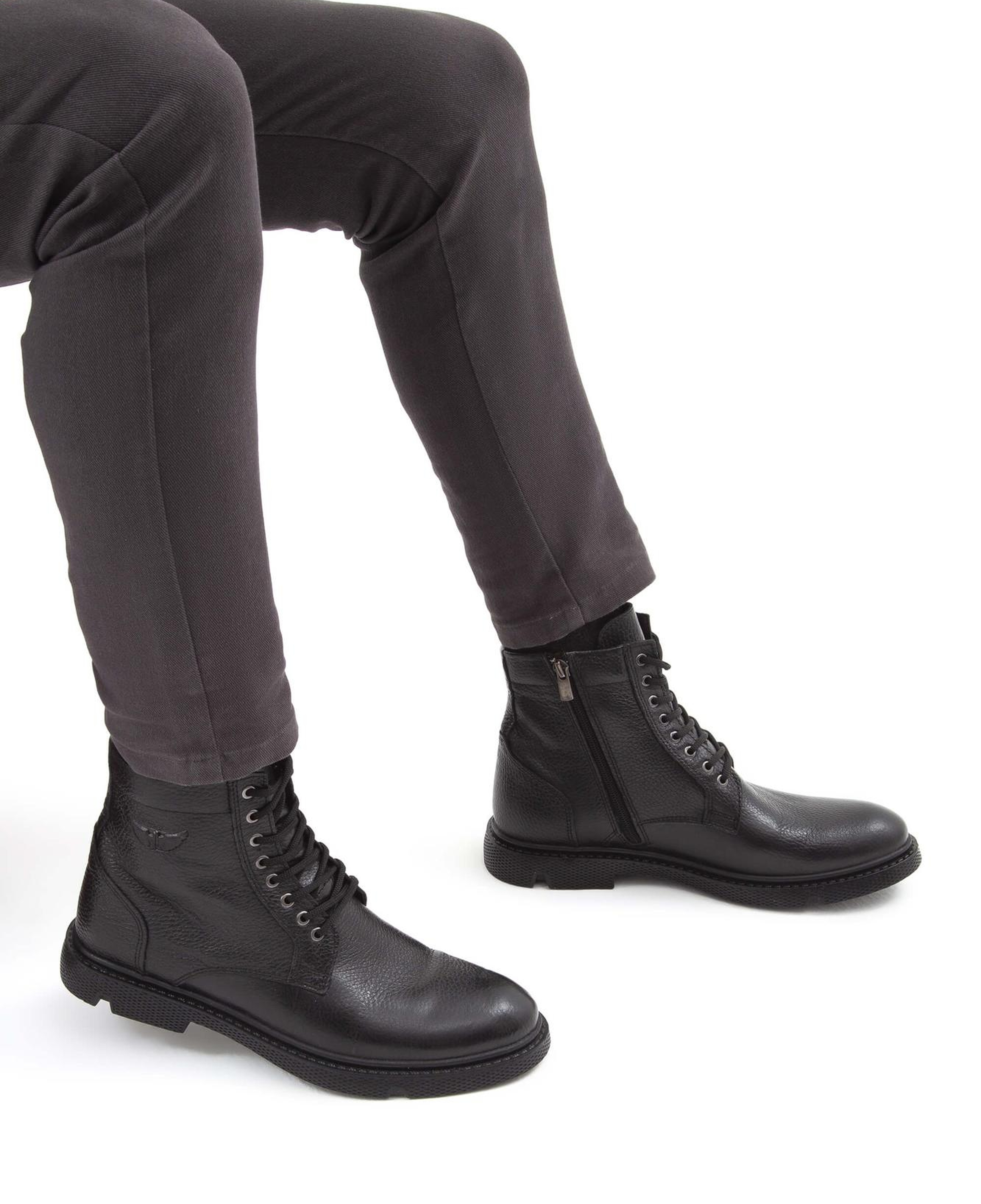 Tamer Tanca Erkek Hakiki Deri Siyah Klasik Bot