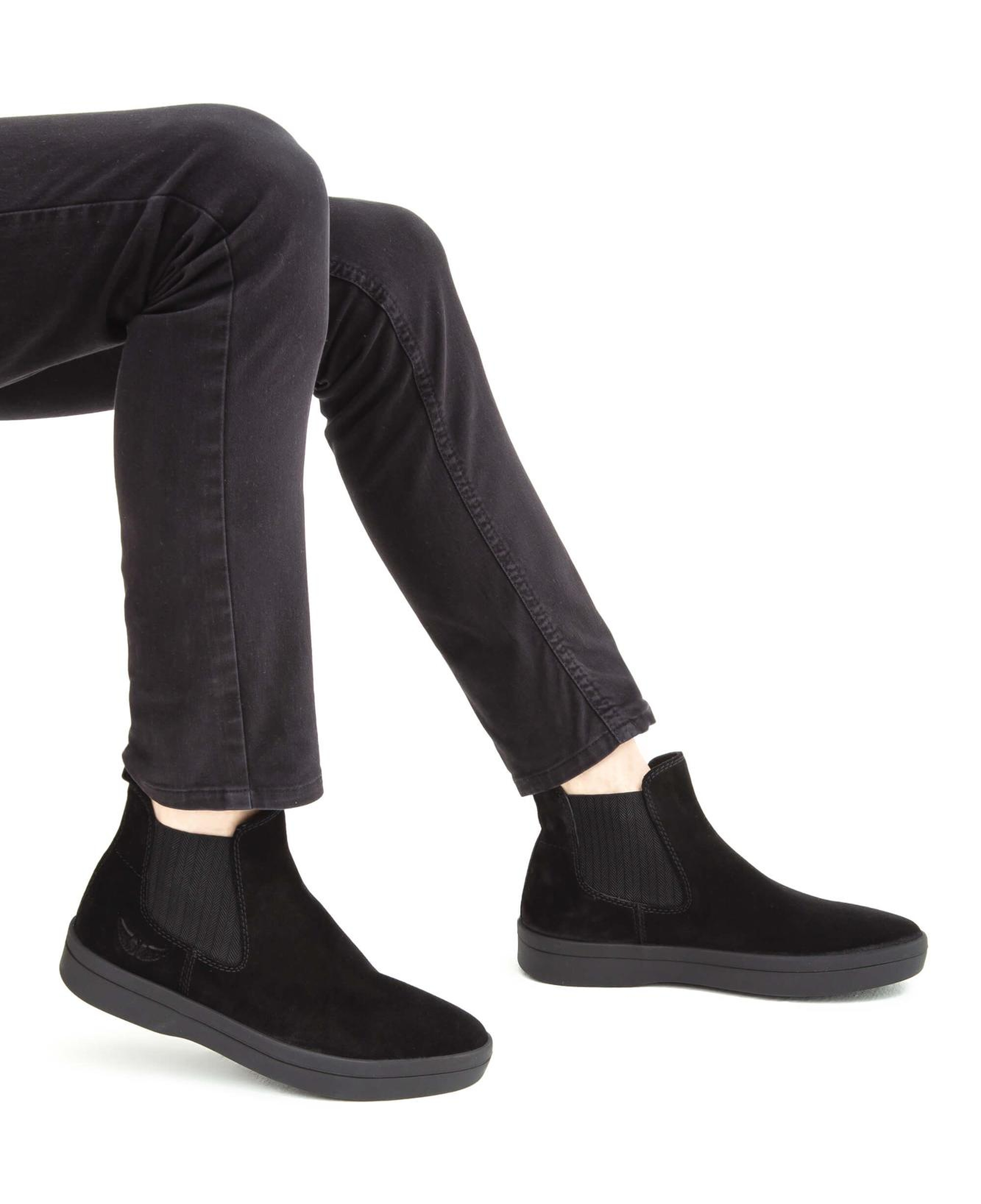 Tamer Tanca Erkek Hakiki Deri Siyah Süet Casual Bot