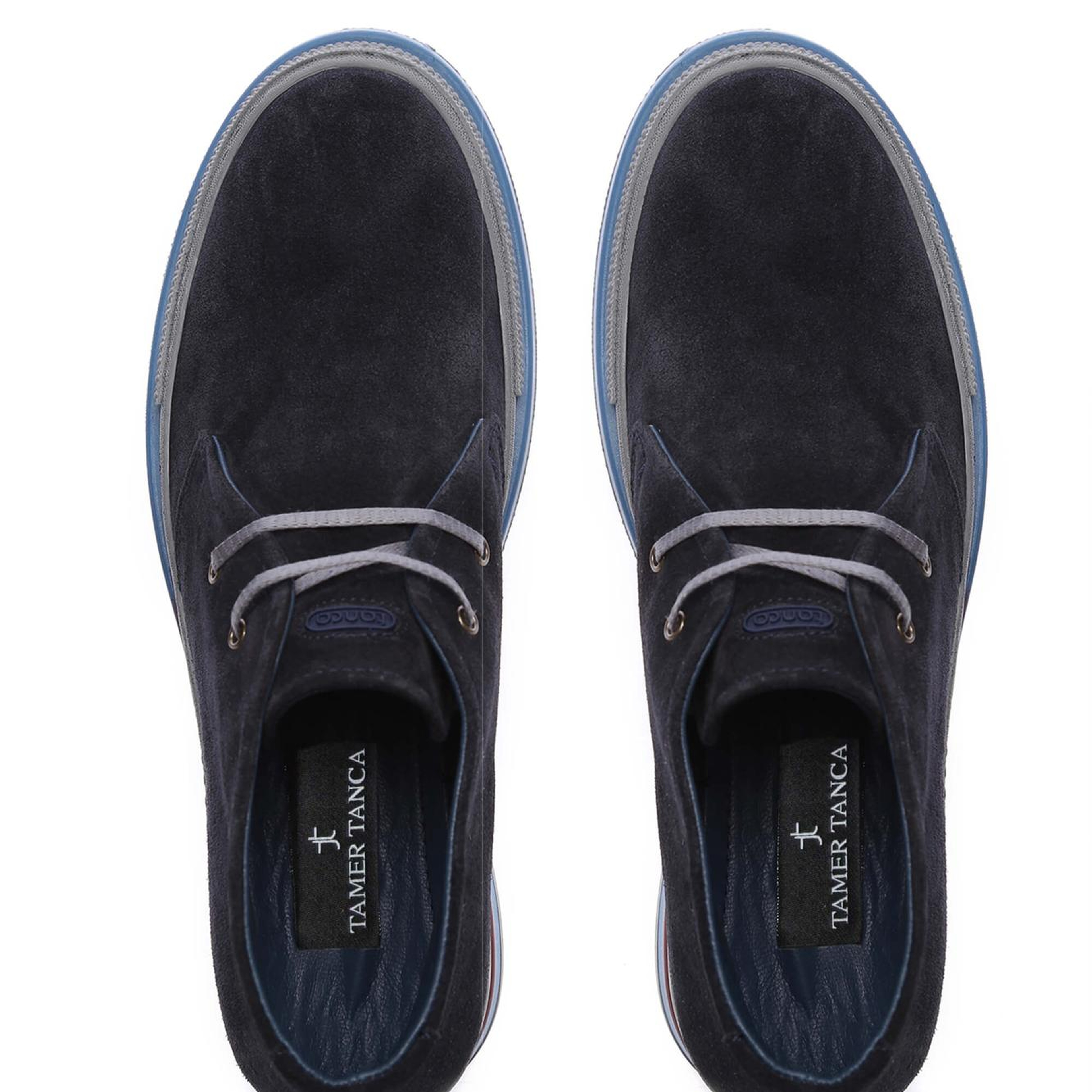 Tamer Tanca Erkek Hakiki Deri Lacivert Süet Casual Bot