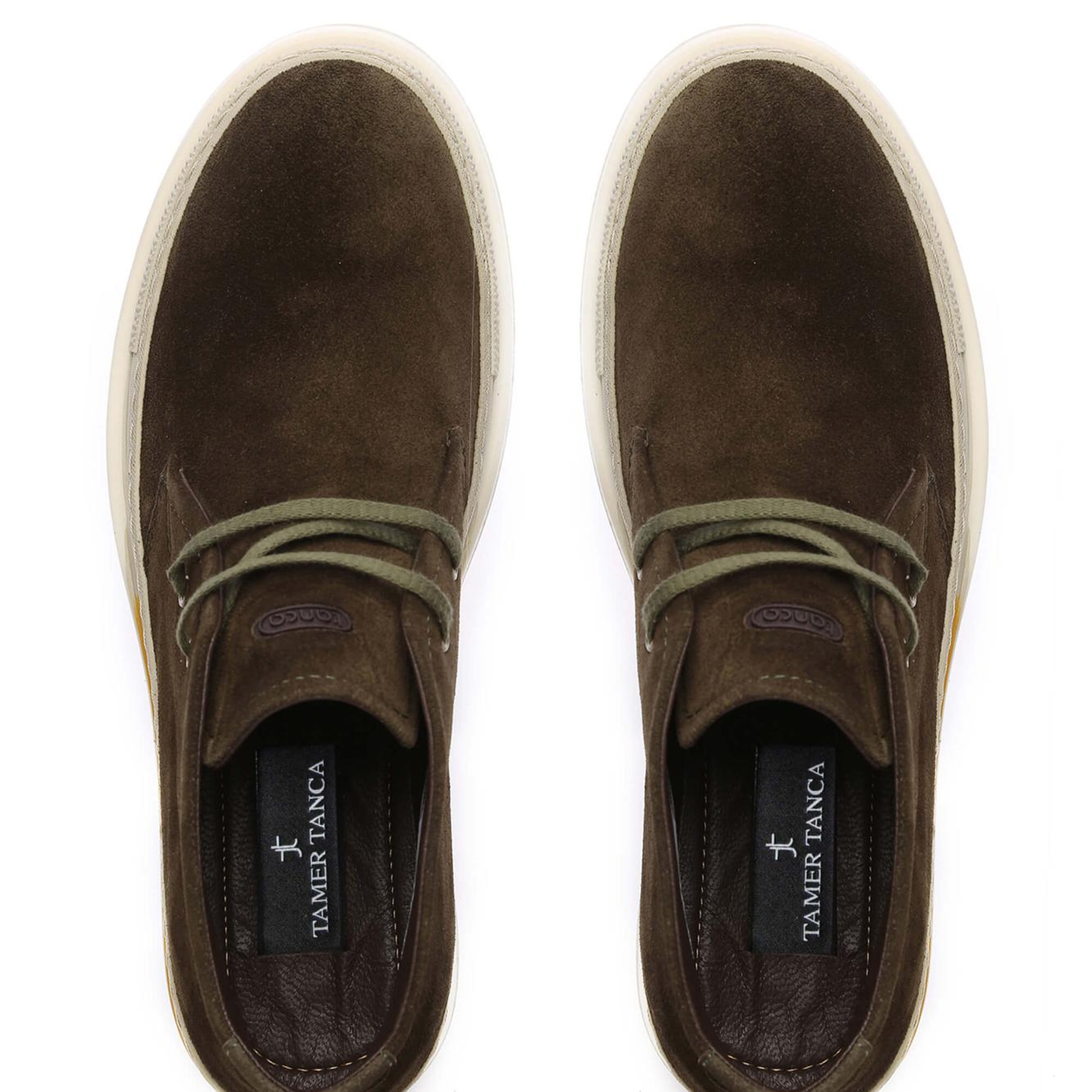 Tamer Tanca Erkek Hakiki Deri Yeşil Süet Casual Bot