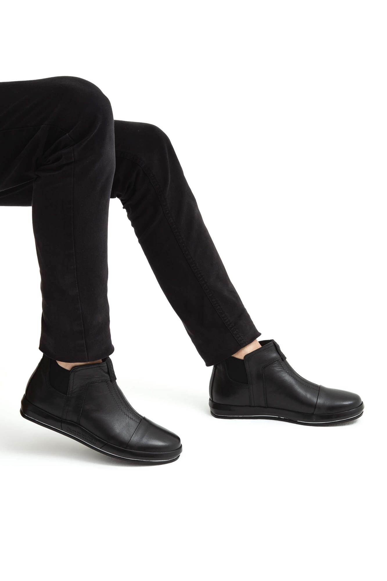 Tamer Tanca Erkek Hakiki Deri Siyah Casual Bot