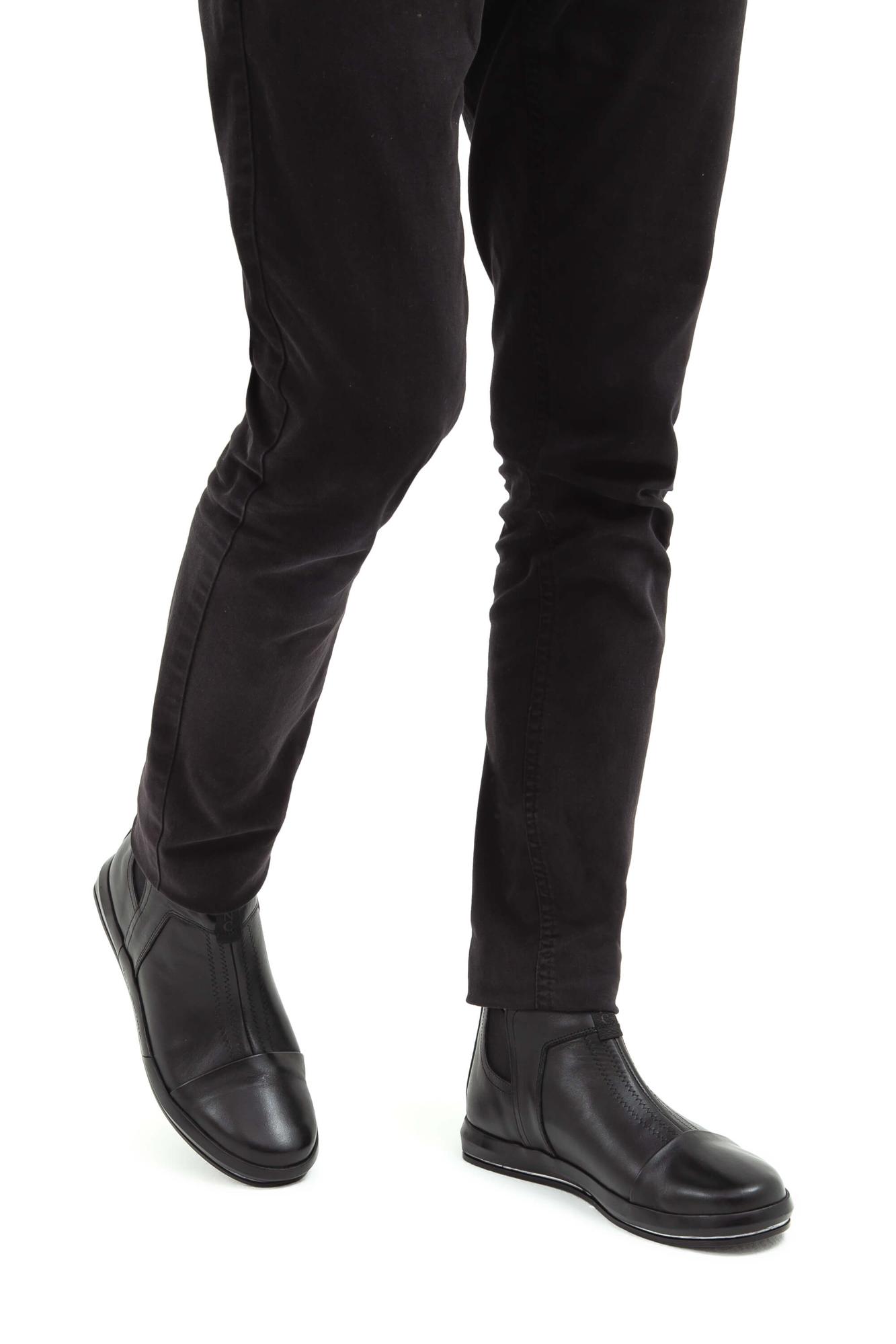 Tamer Tanca Erkek Hakiki Deri Siyah Casual Bot