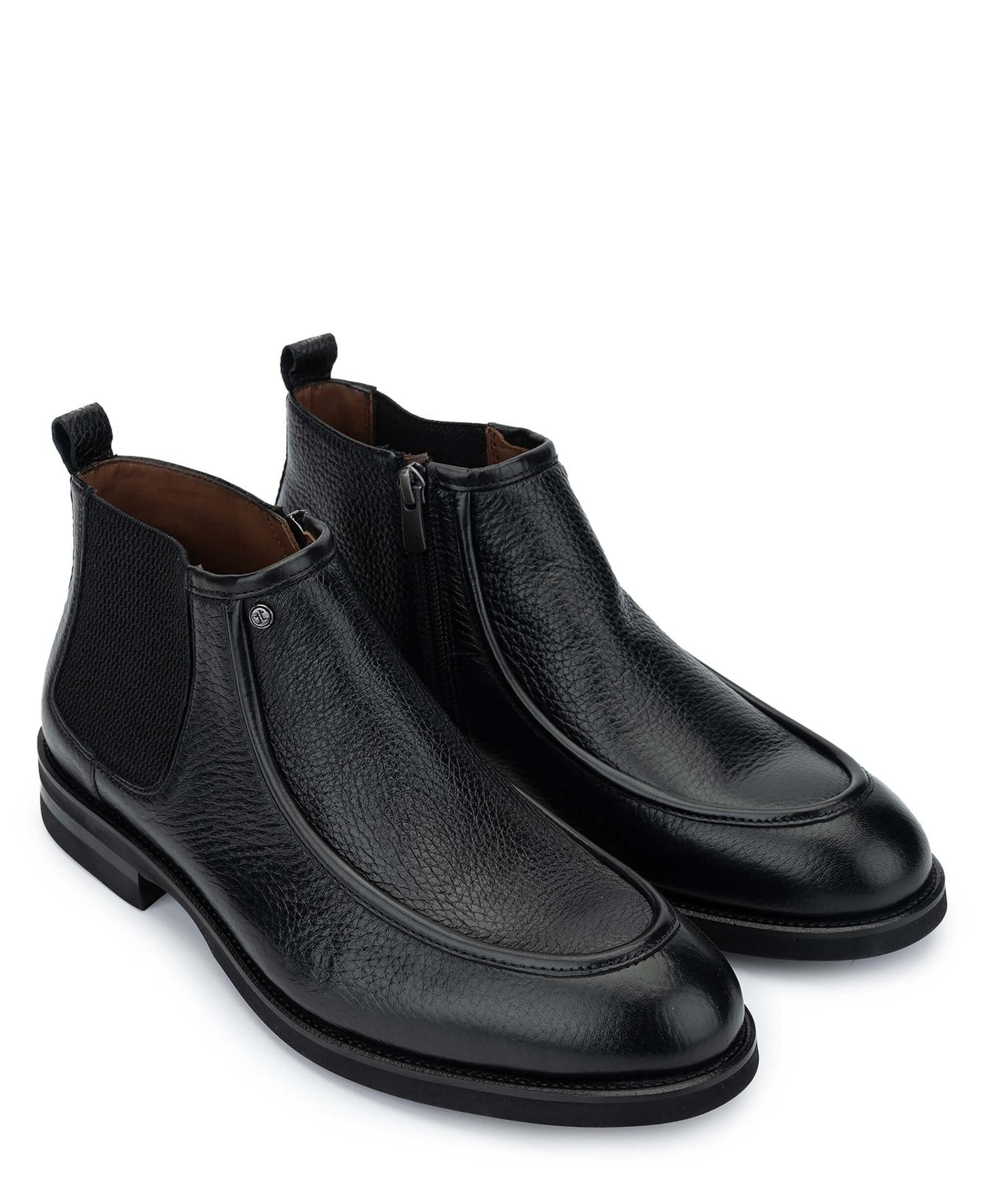 Tamer Tanca Erkek Hakiki Deri Siyah Bot Ayakkabı