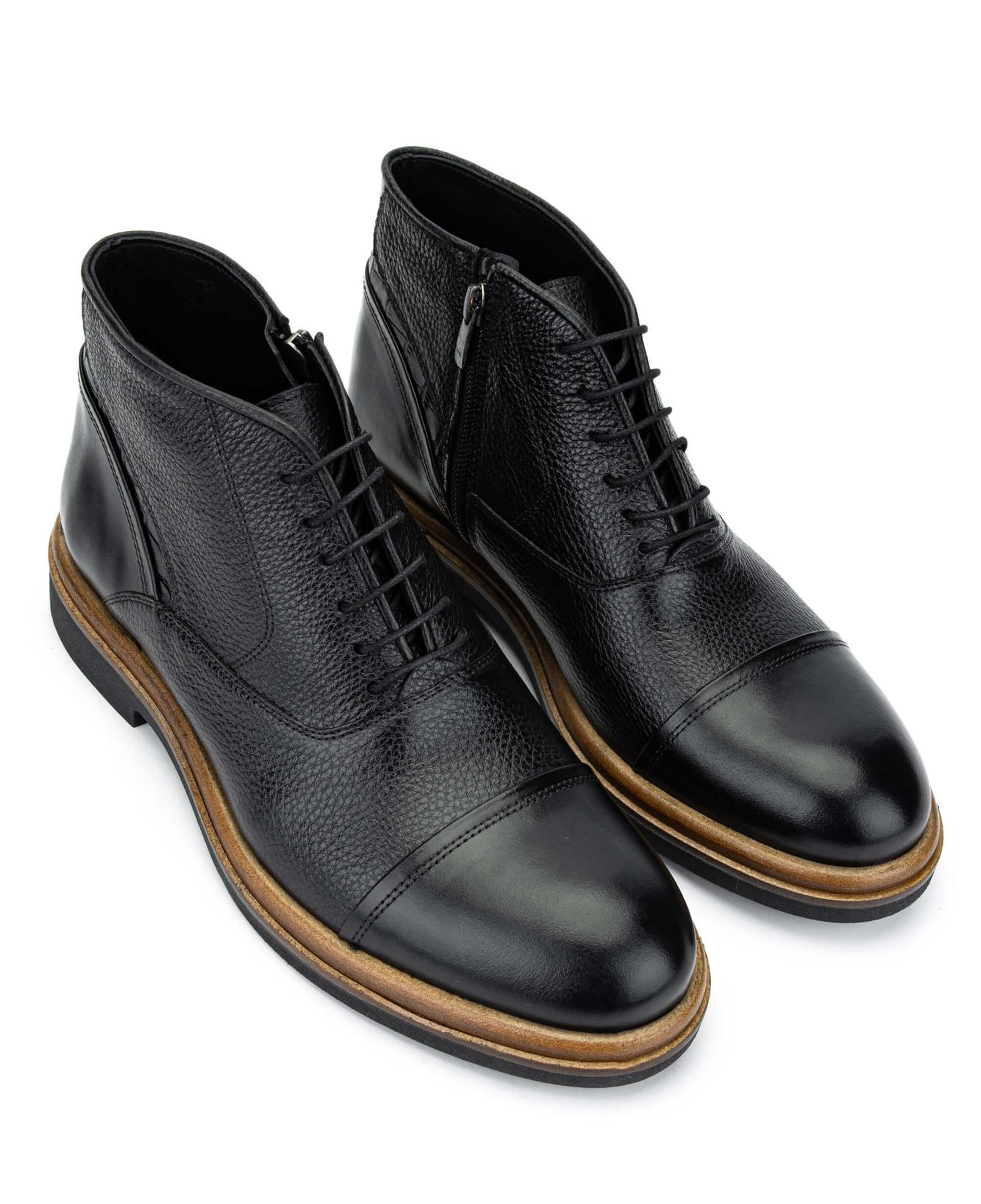 Tamer Tanca Erkek Hakiki Deri Siyah Casual Bot