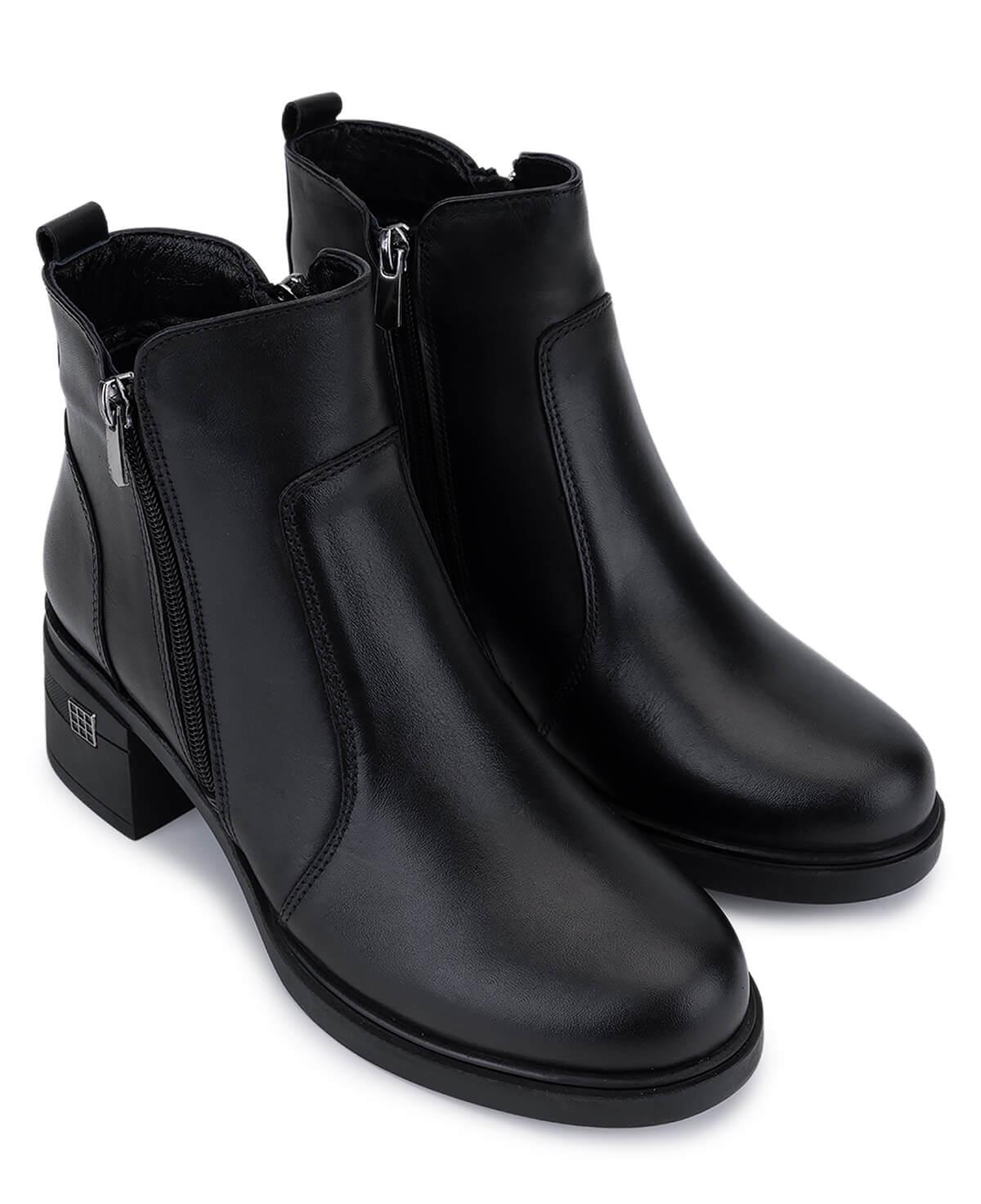 Tamer Tanca Kadın Hakiki Deri Siyah Deri Topuklu Bot