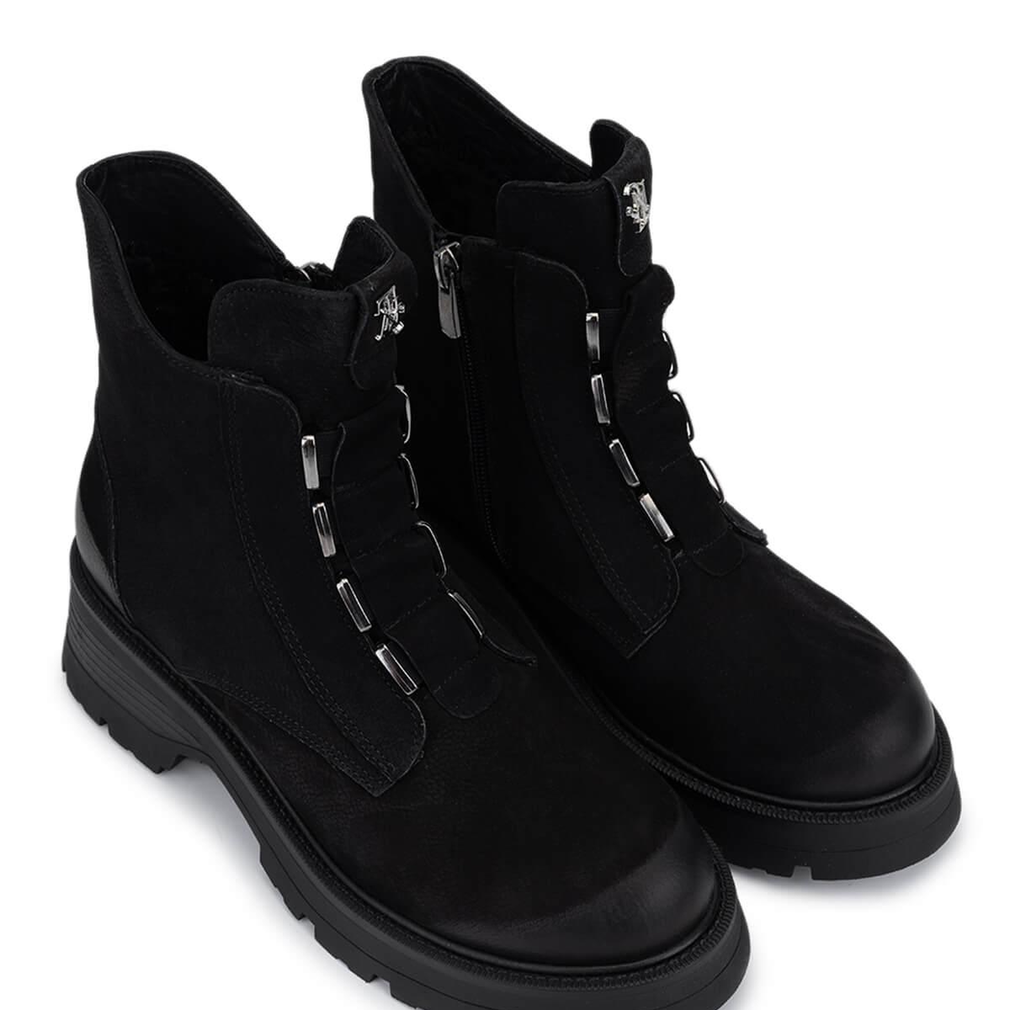 Tamer Tanca Kadın Hakiki Deri Siyah Nubuk Topuklu Bot