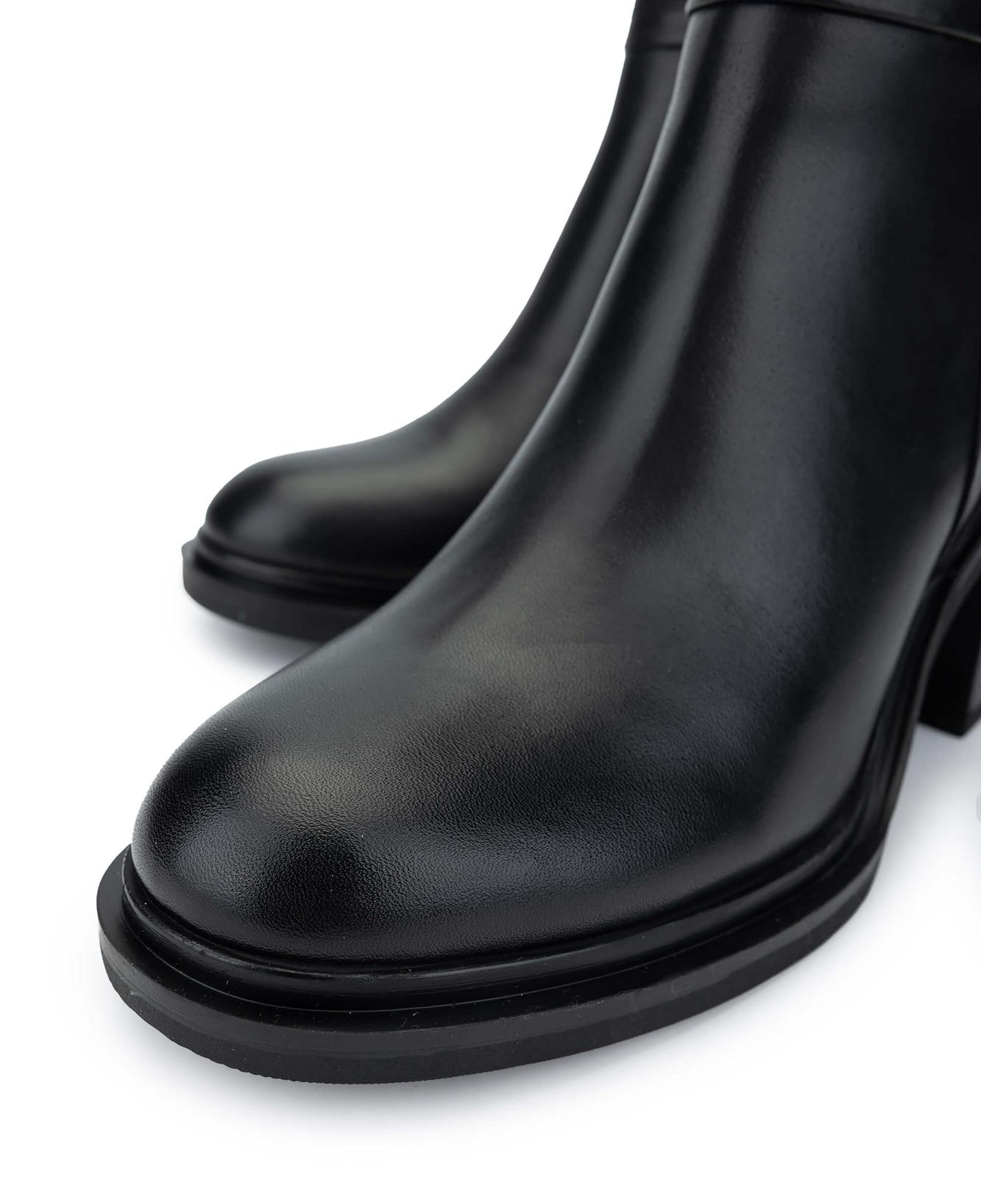 Tamer Tanca Kadın Hakiki Deri Siyah Deri Topuklu Bot