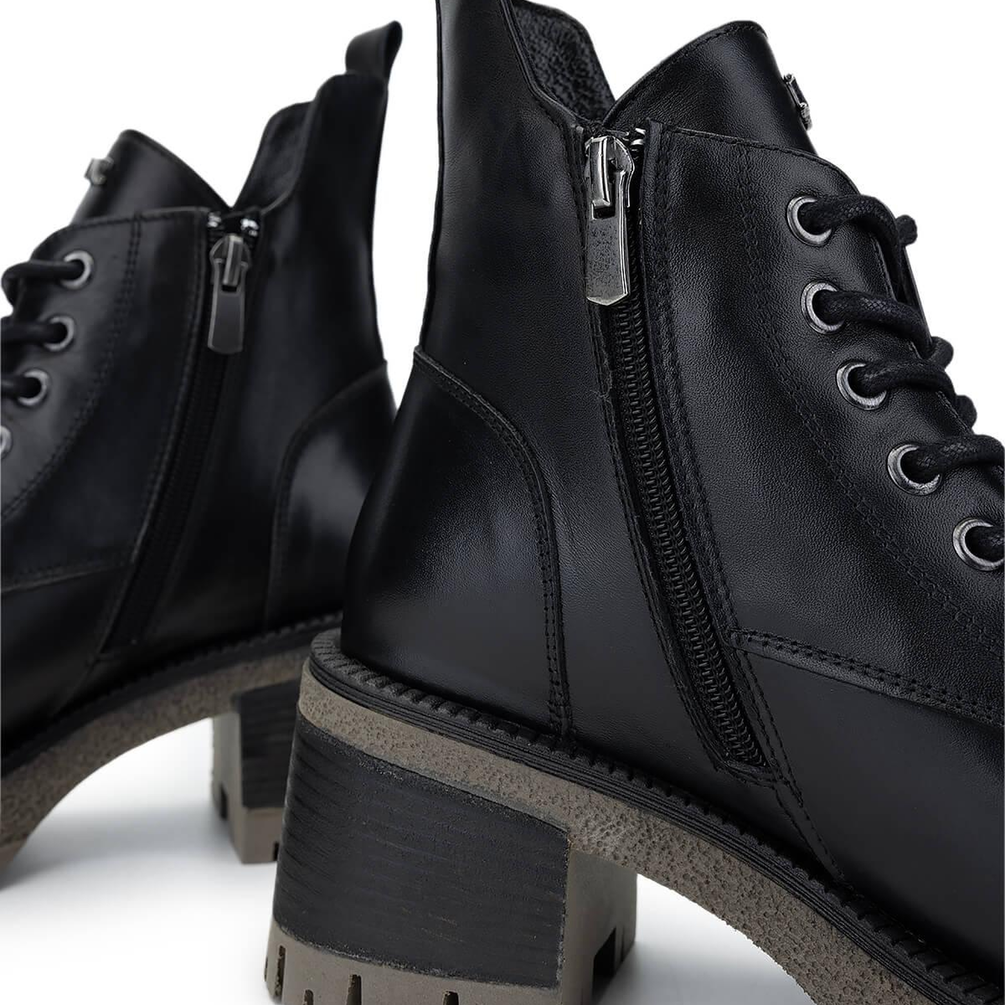 Tamer Tanca Kadın Hakiki Deri Siyah Deri Topuklu Bot