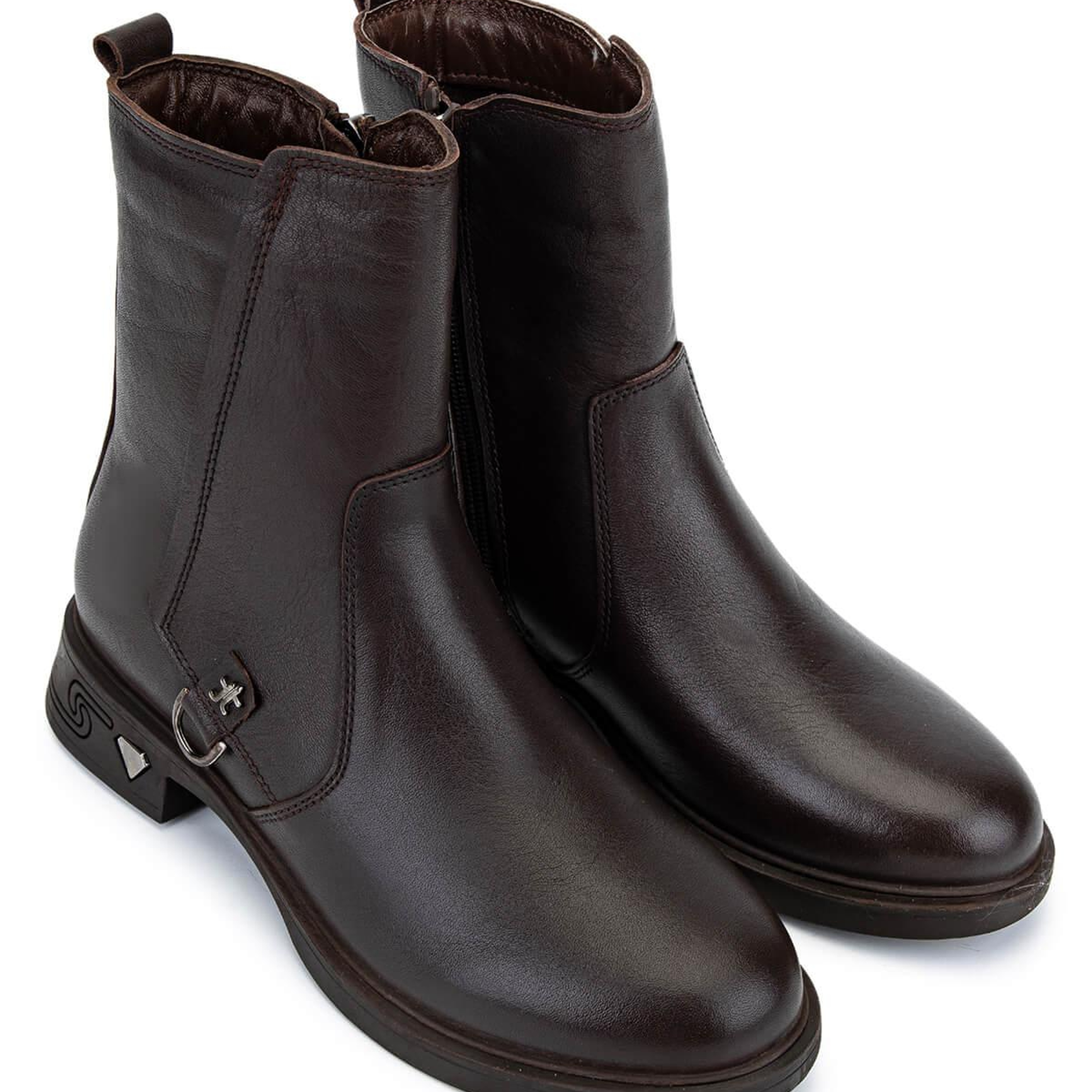 Tamer Tanca Kadın Hakiki Deri Kahverengi Topuklu Bot