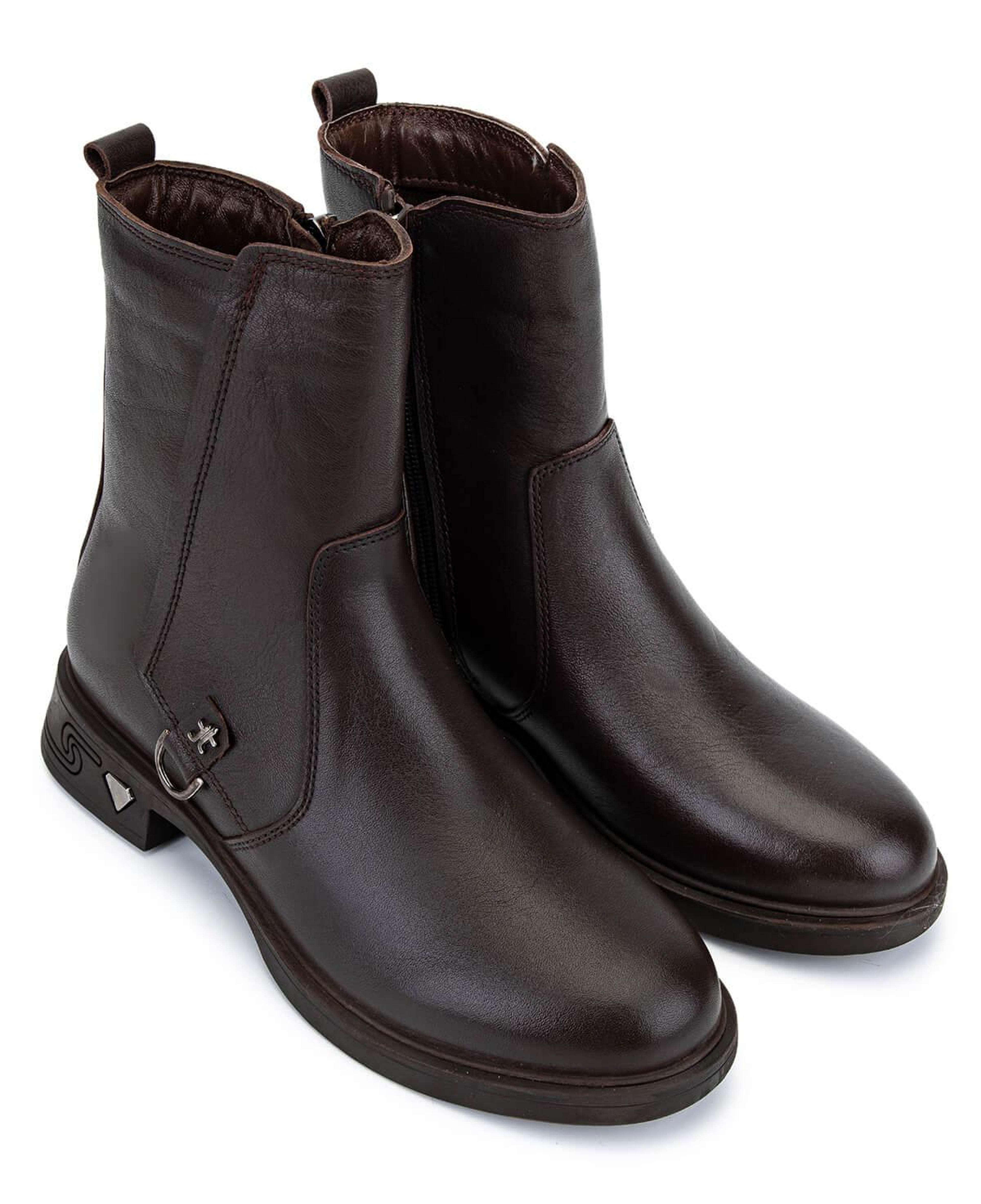 Tamer Tanca Kadın Hakiki Deri Kahverengi Topuklu Bot