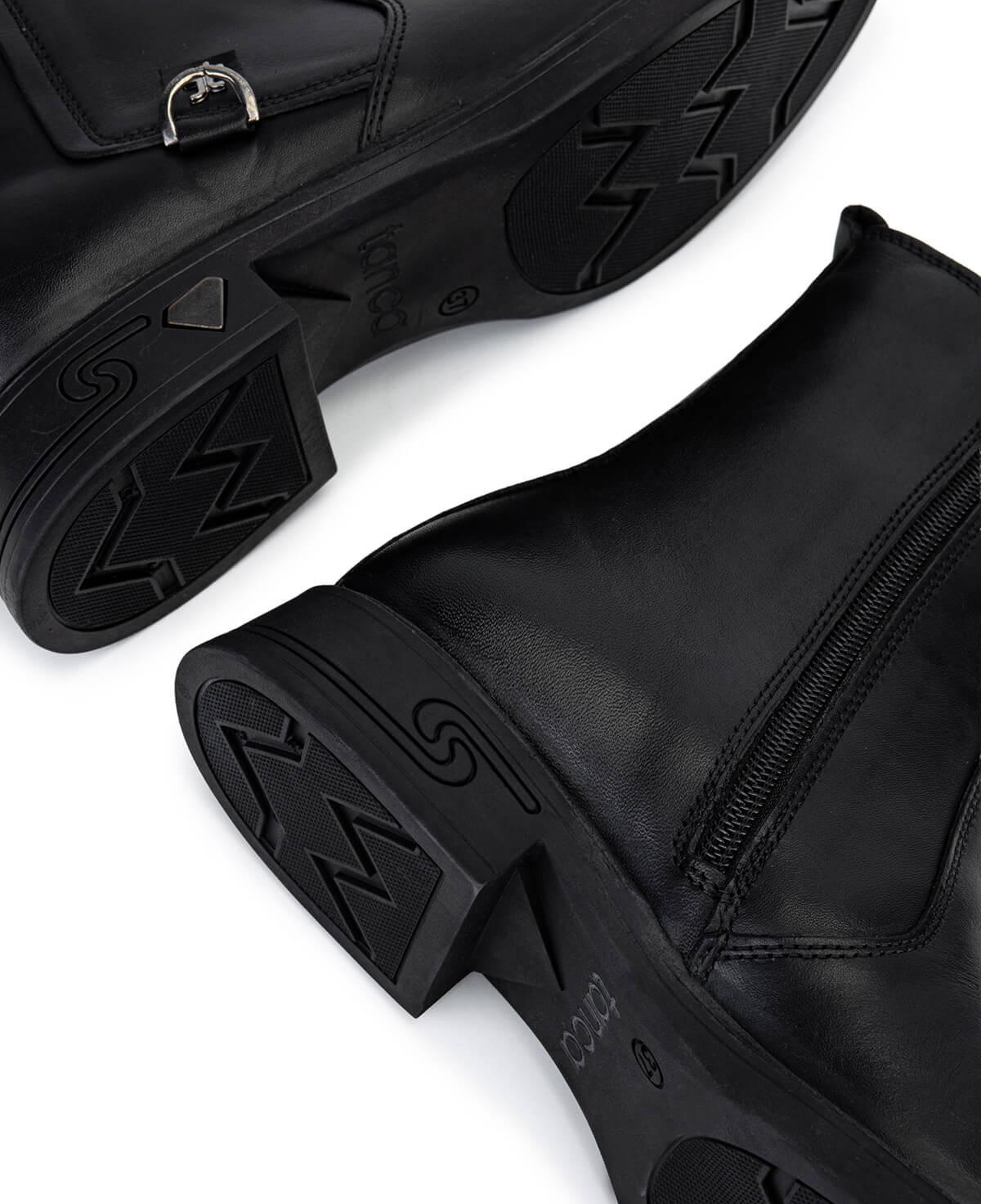 Tamer Tanca Kadın Hakiki Deri Siyah Deri Topuklu Bot