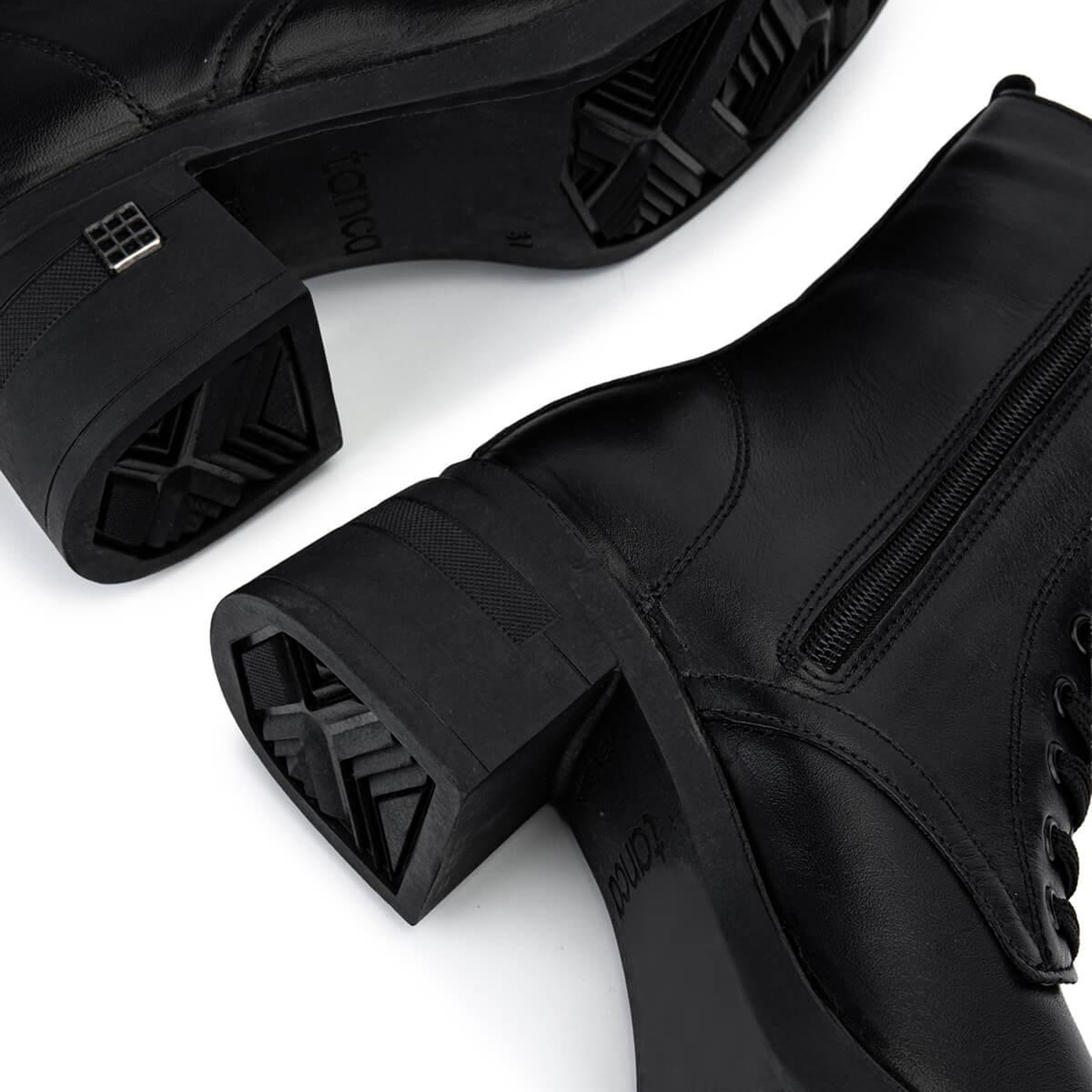 Tamer Tanca Kadın Hakiki Deri Siyah Deri Topuklu Bot