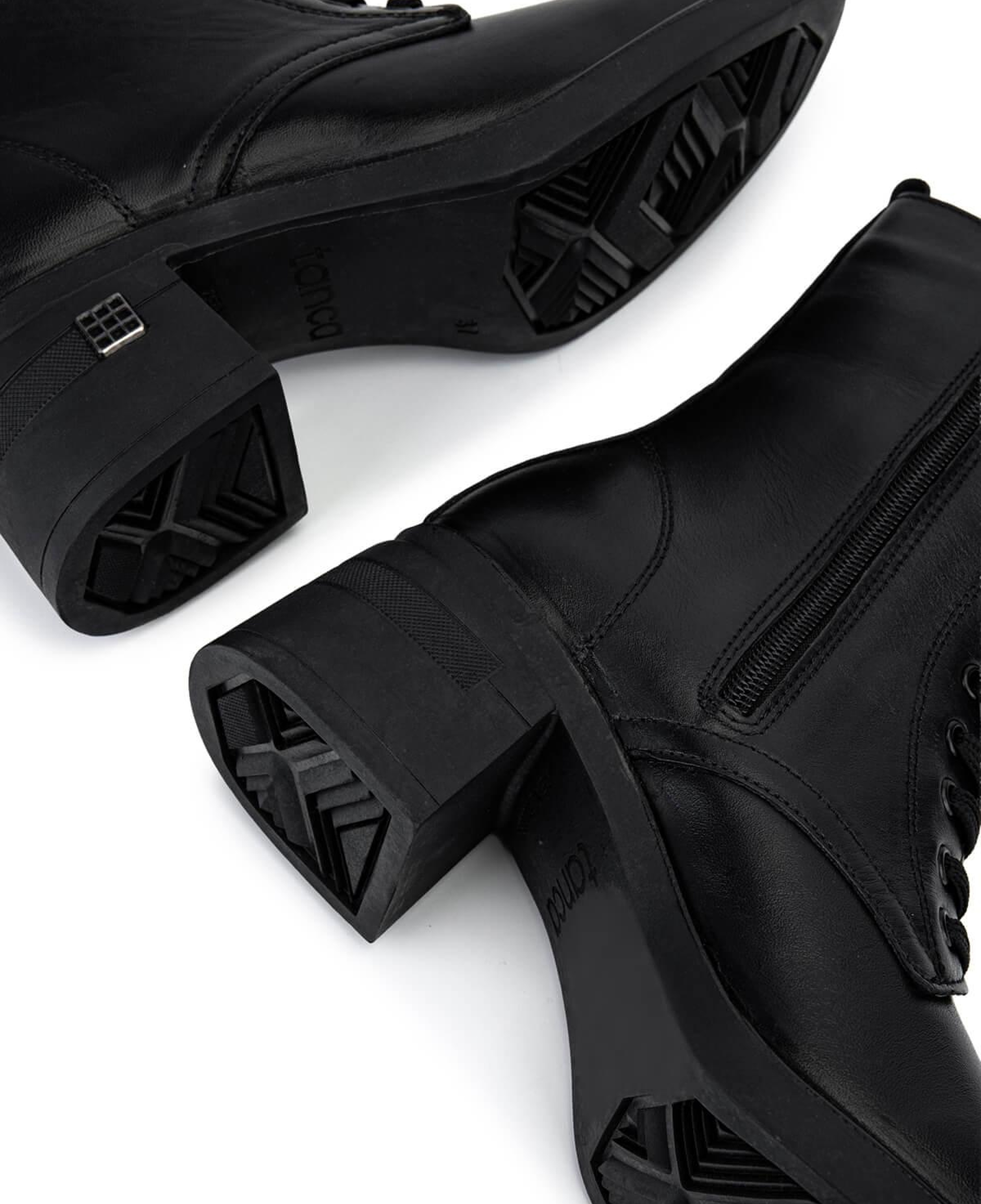 Tamer Tanca Kadın Hakiki Deri Siyah Deri Topuklu Bot