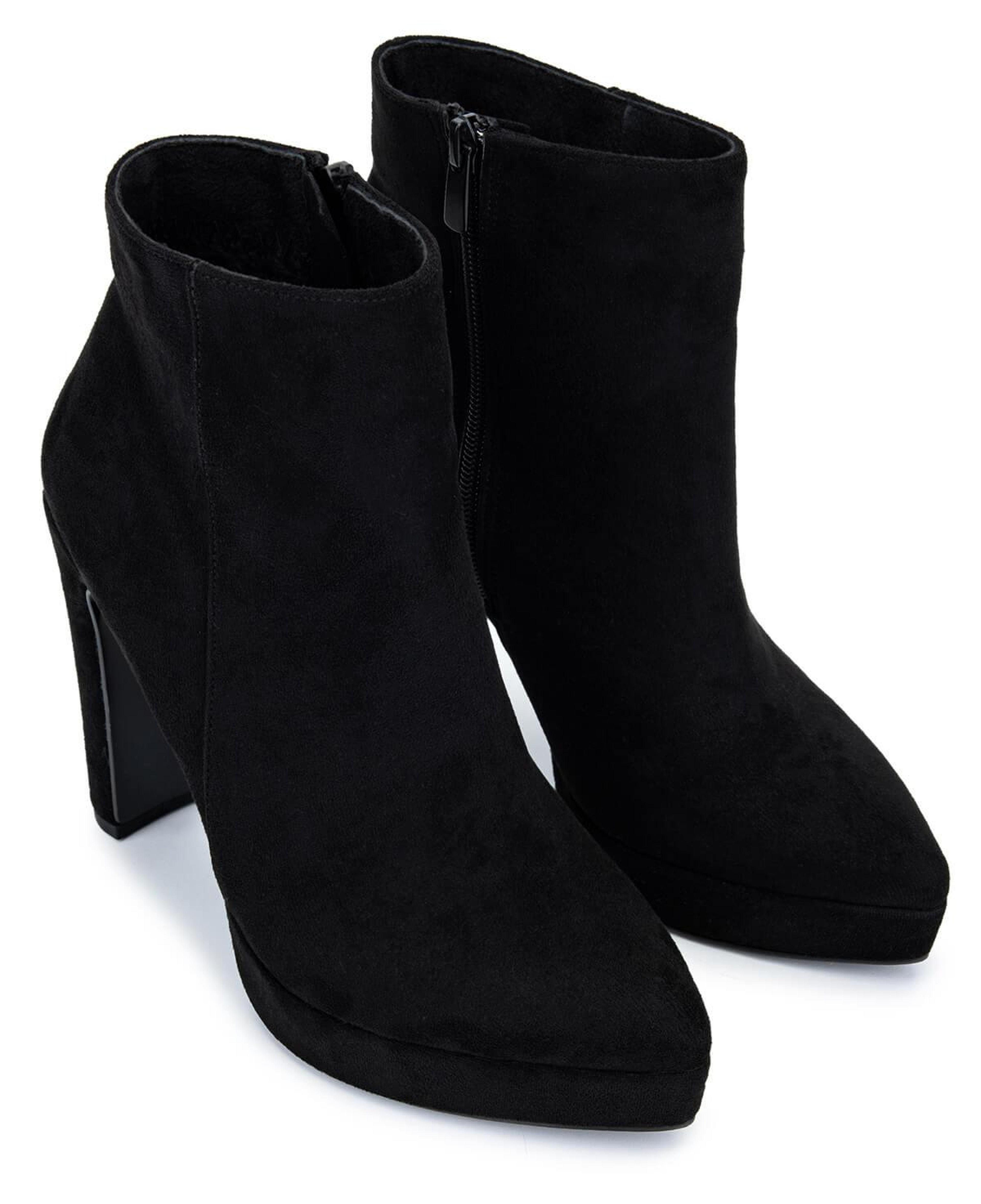 Tamer Tanca Kadın Suni Deri Siyah Süet Topuklu Bot