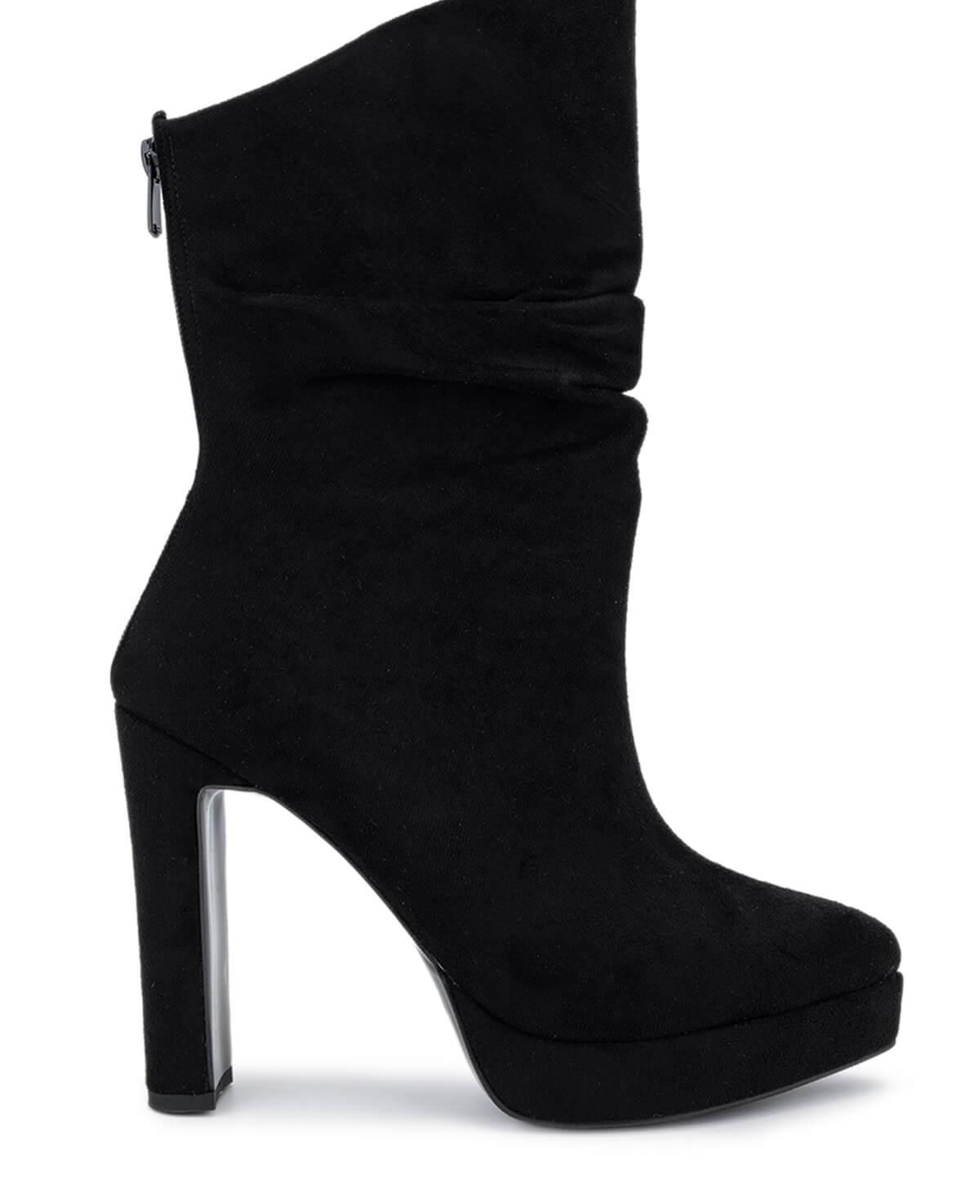 Tamer Tanca Kadın Suni Deri Siyah Süet Topuklu Bot