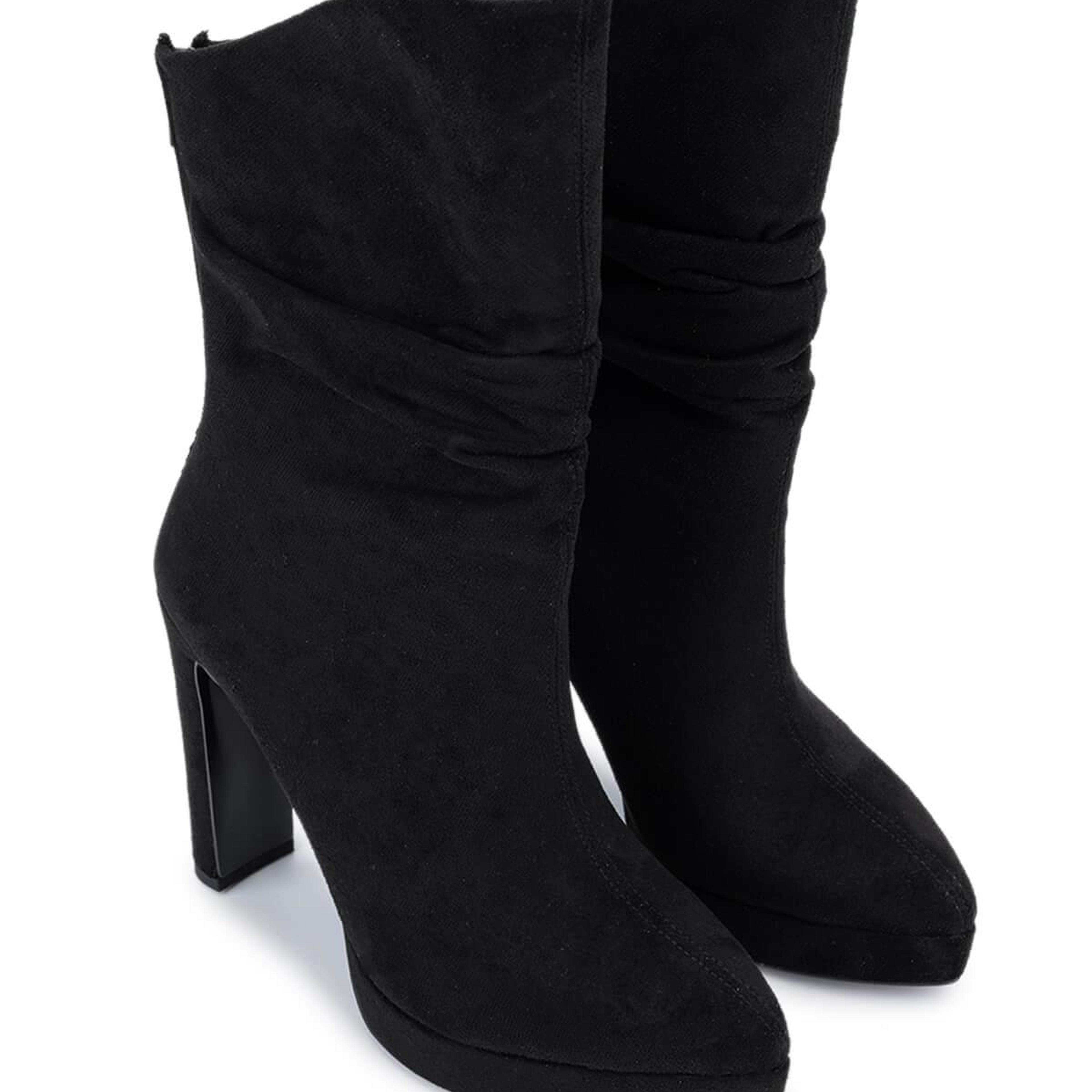 Tamer Tanca Kadın Suni Deri Siyah Süet Topuklu Bot