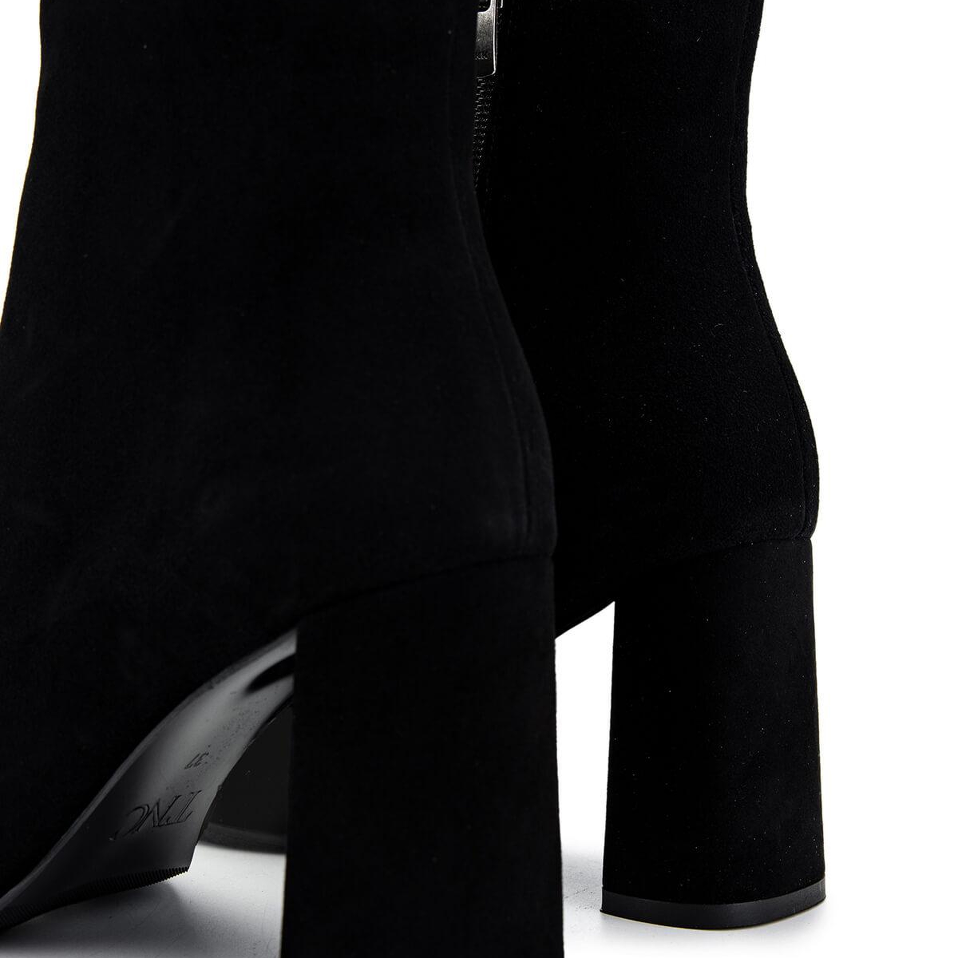 Tamer Tanca Kadın Hakiki Deri Siyah Süet Topuklu Bot