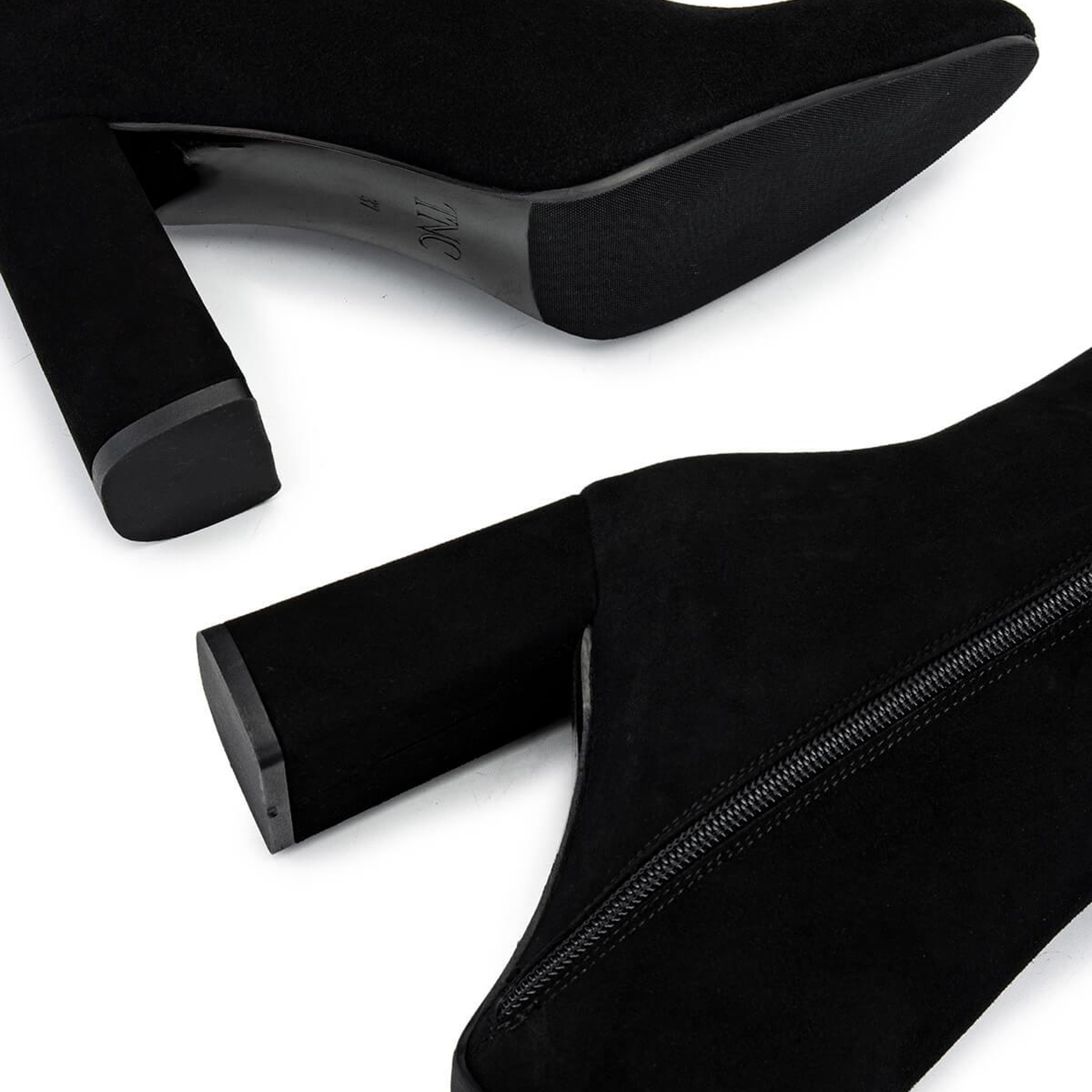 Tamer Tanca Kadın Hakiki Deri Siyah Süet Topuklu Bot