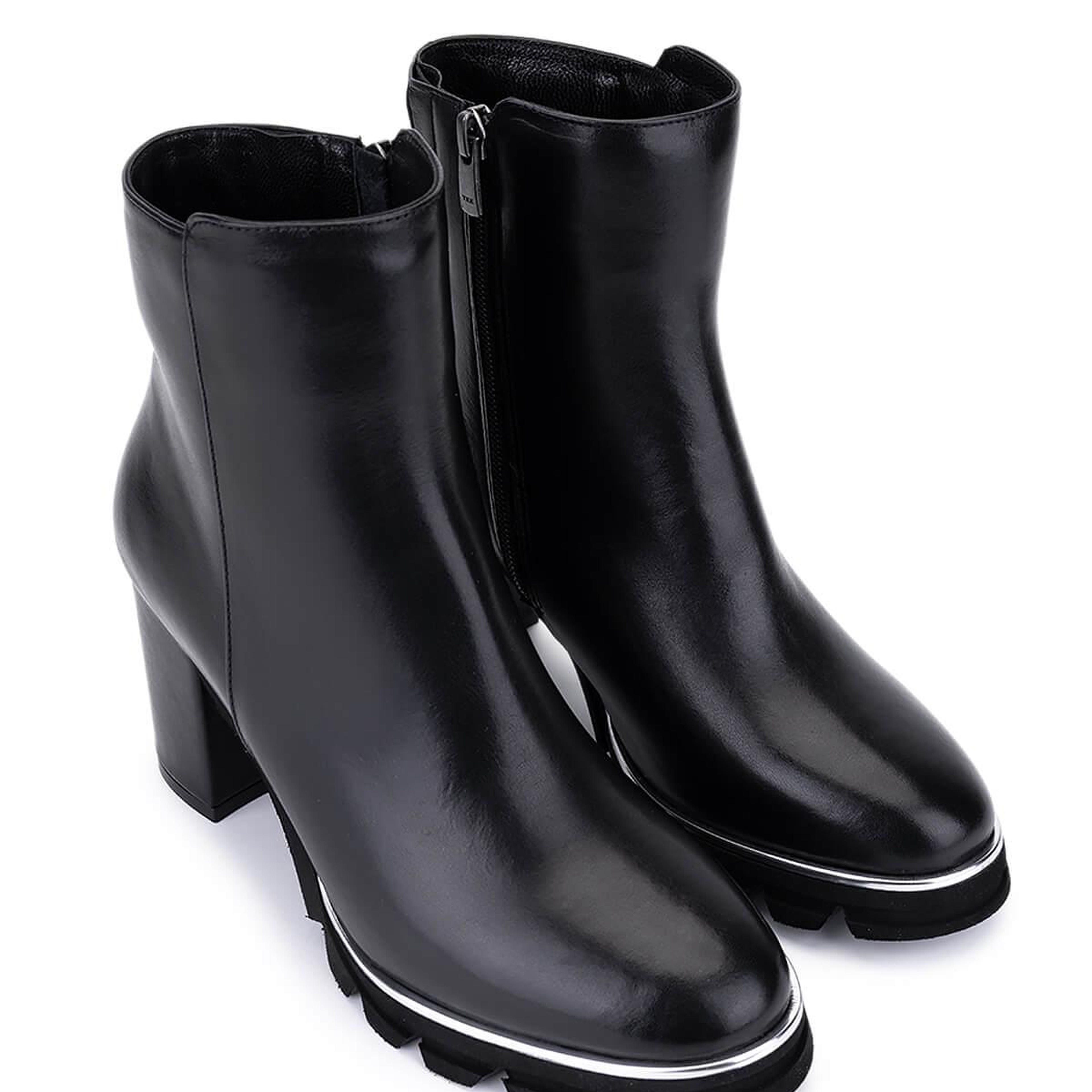 Tamer Tanca Kadın Hakiki Deri Siyah Deri Topuklu Bot