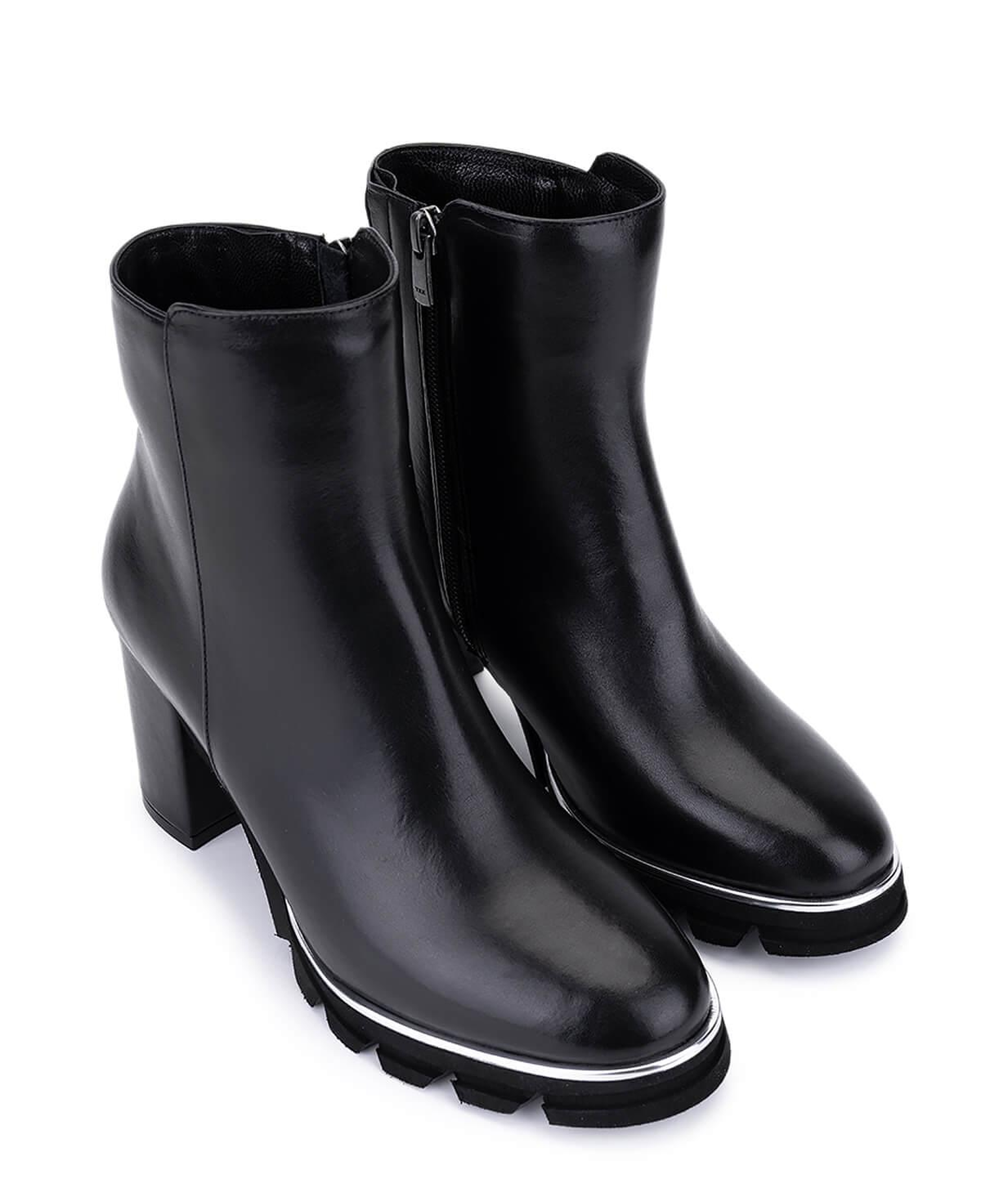 Tamer Tanca Kadın Hakiki Deri Siyah Deri Topuklu Bot