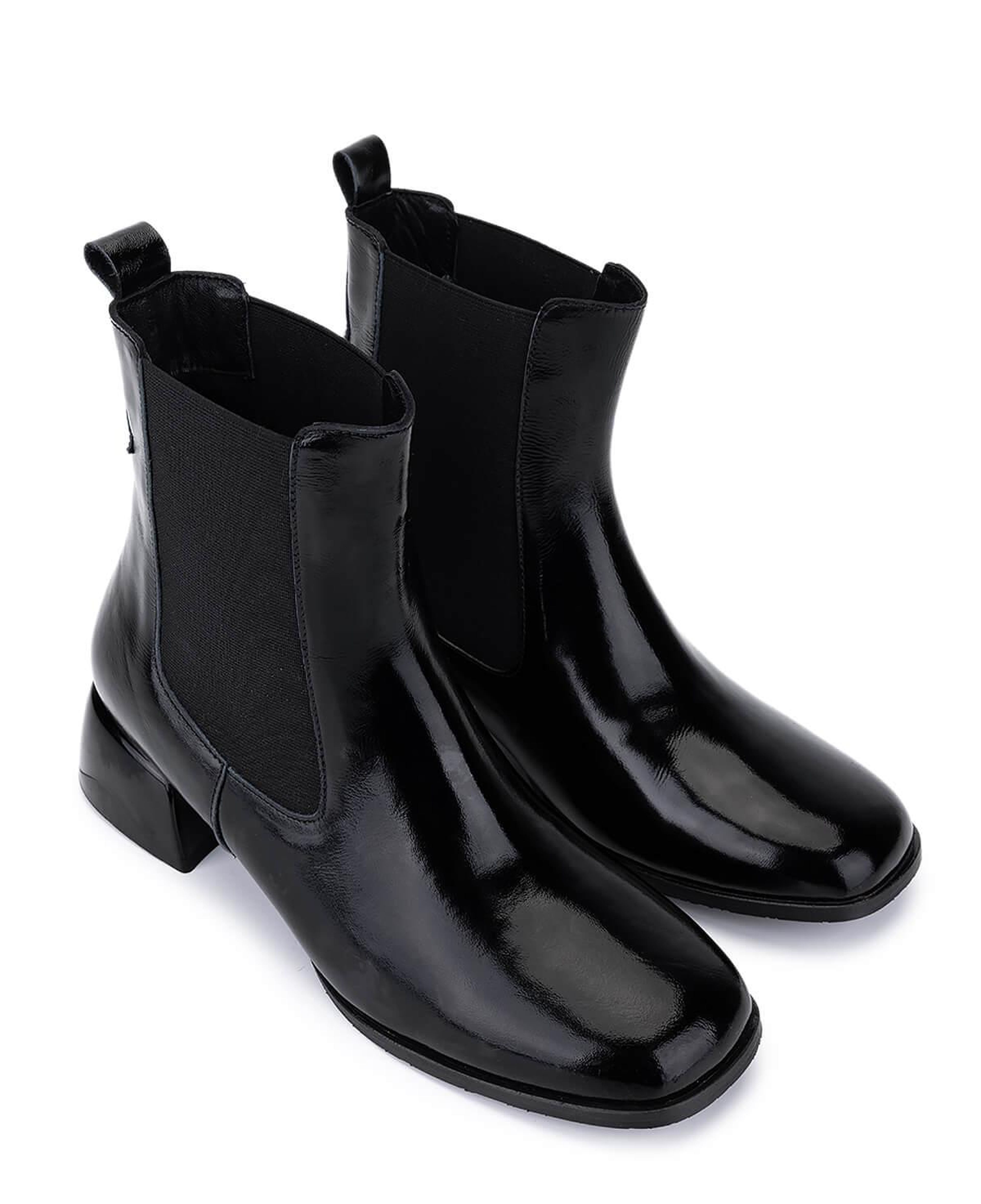 Tamer Tanca Kadın Hakiki Deri Siyah Rugan Topuklu Bot