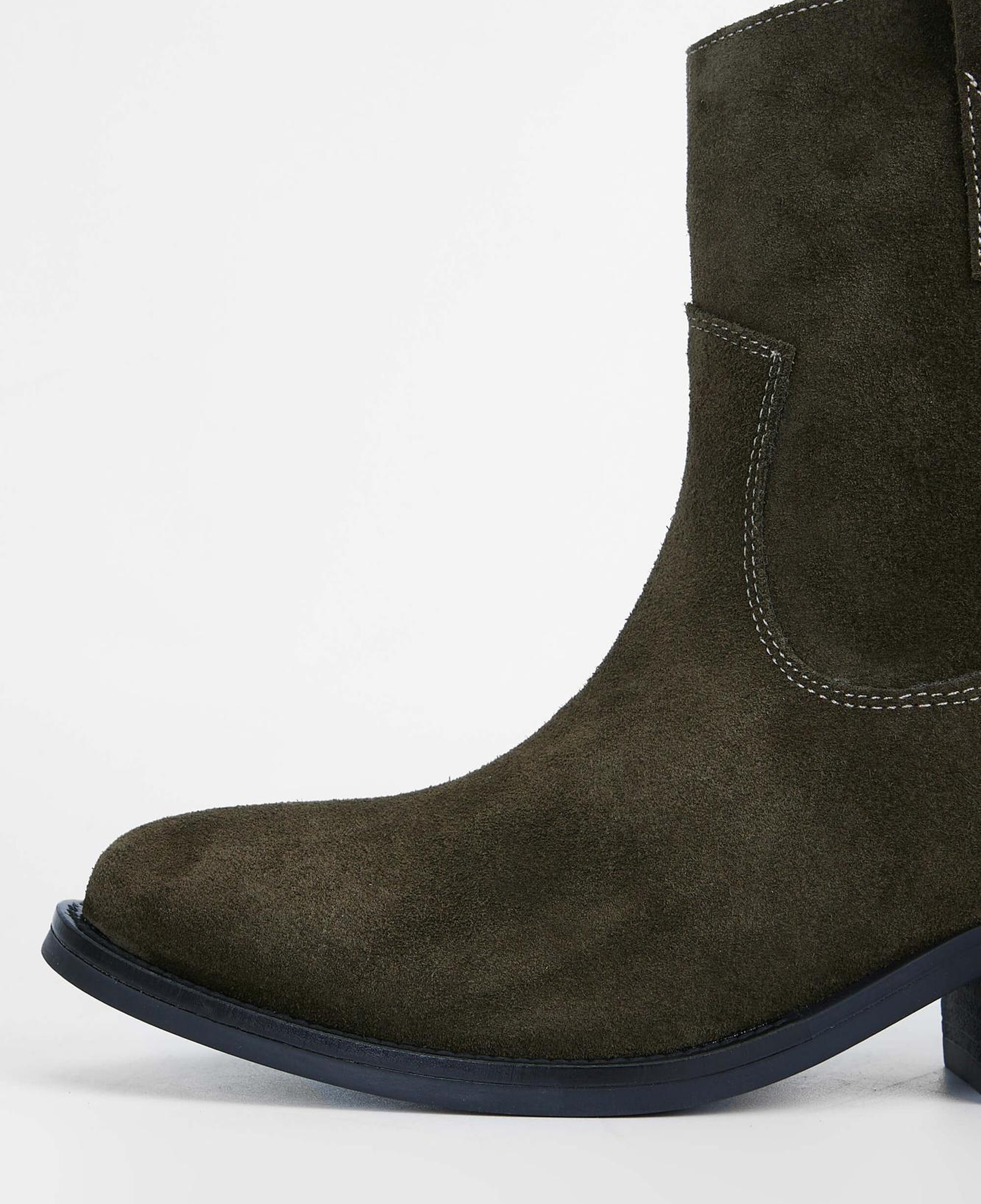 Tamer Tanca Kadın Hakiki Deri Haki Süet Western Bot