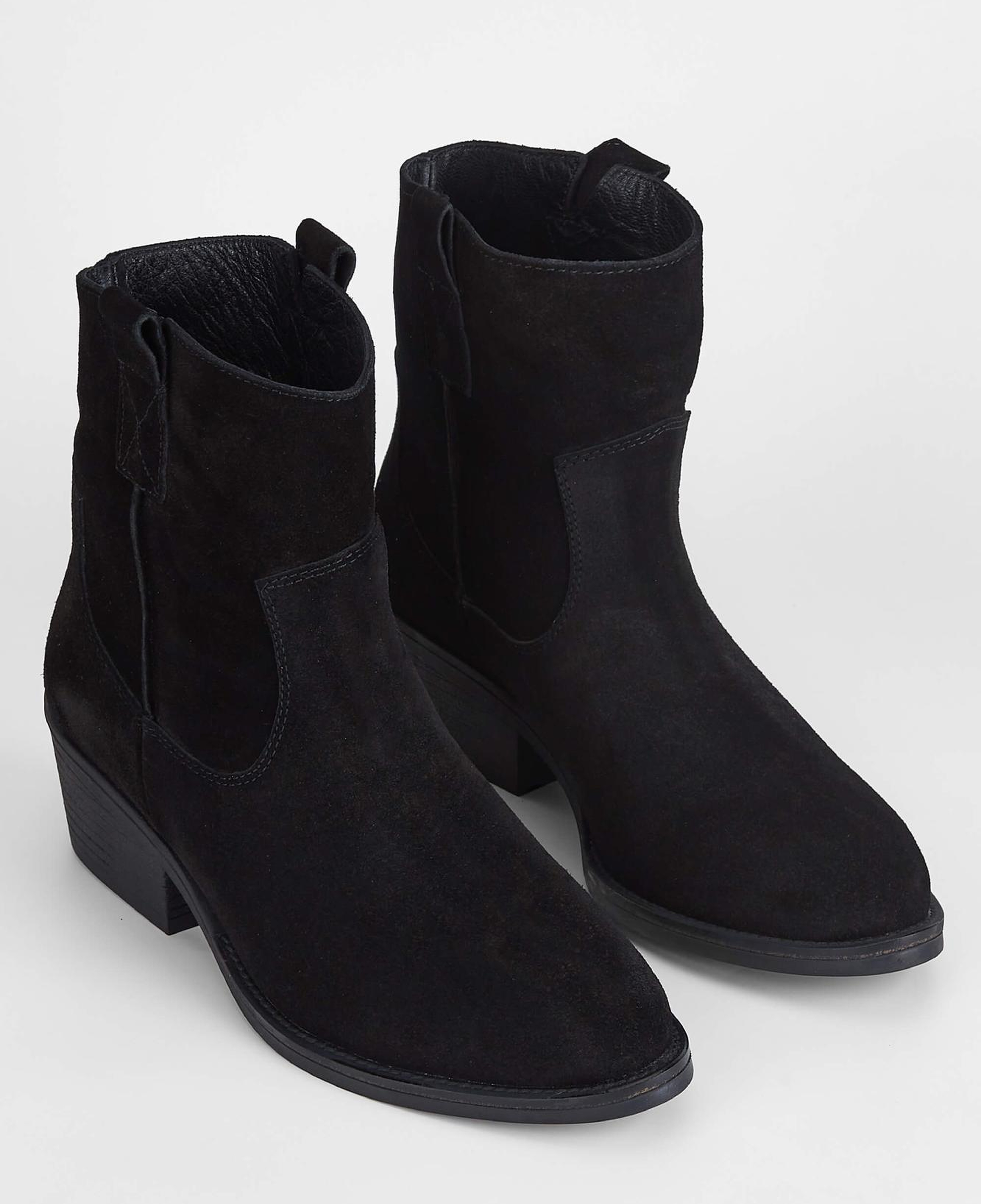 Tamer Tanca Kadın Hakiki Deri Siyah Süet Western Bot