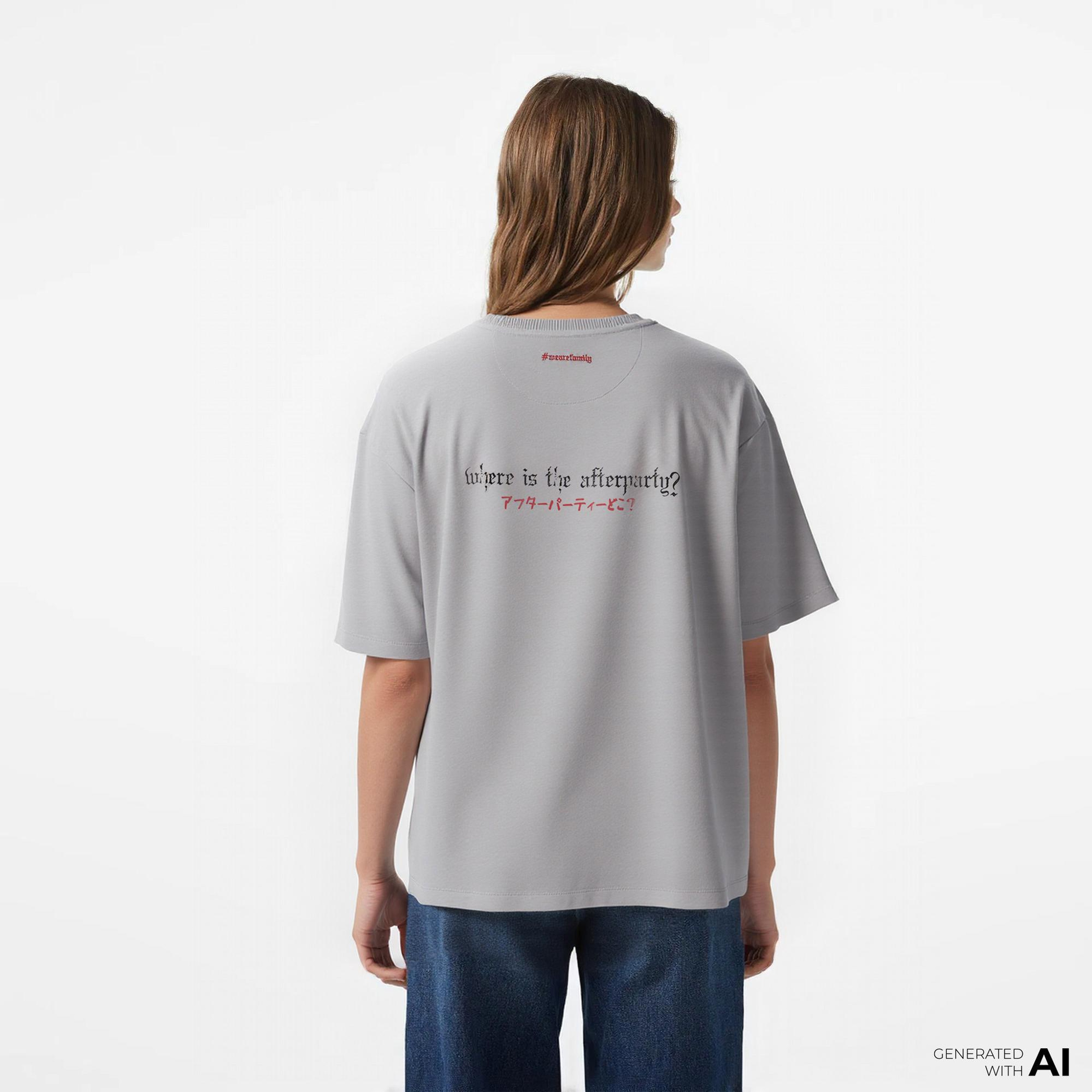 UNITED4 x Monkey Project Where Is The After Party Unisex Gri T-Shirt