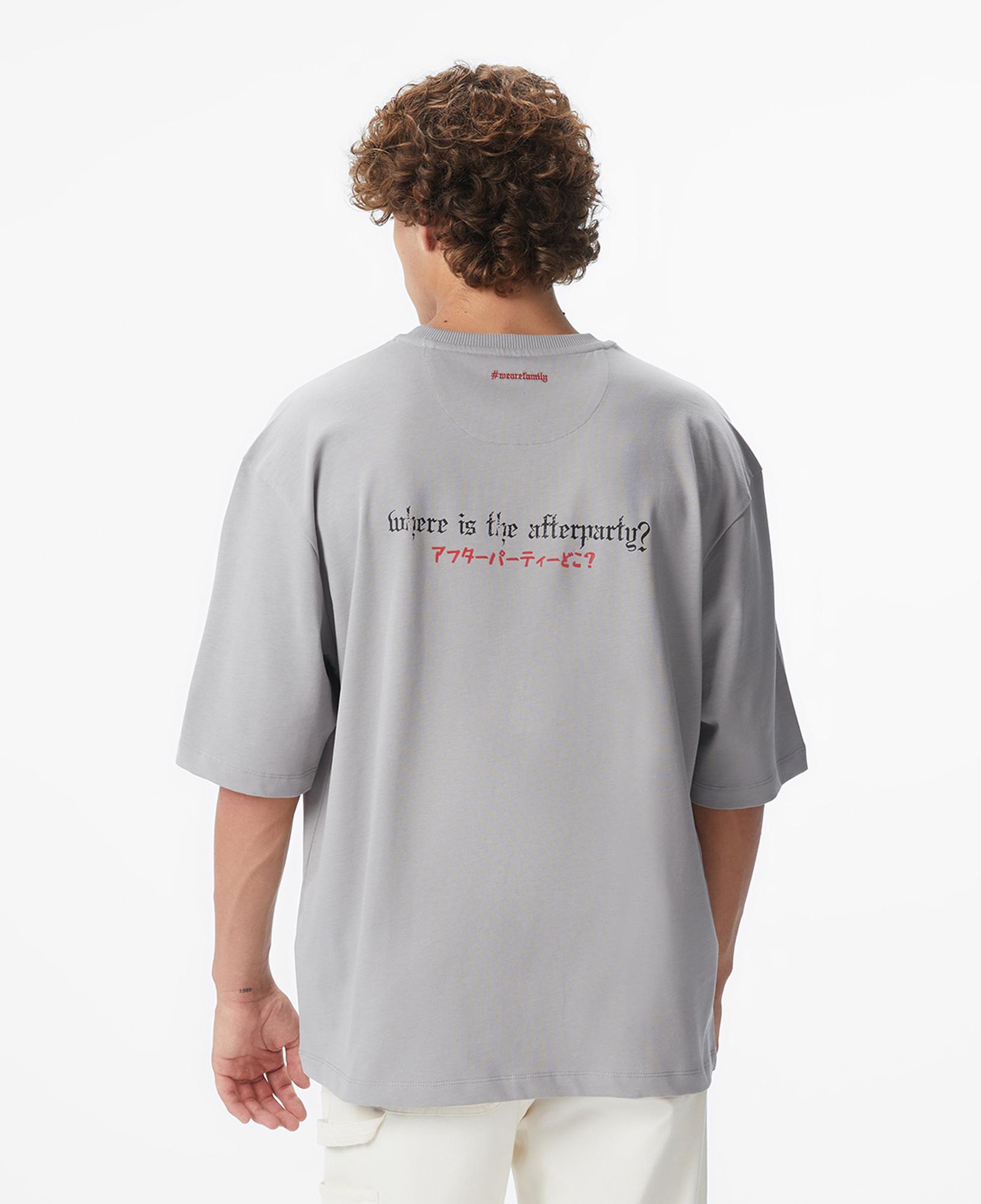 UNITED4 x Monkey Project Where Is The After Party  Unisex Gri T-Shirt