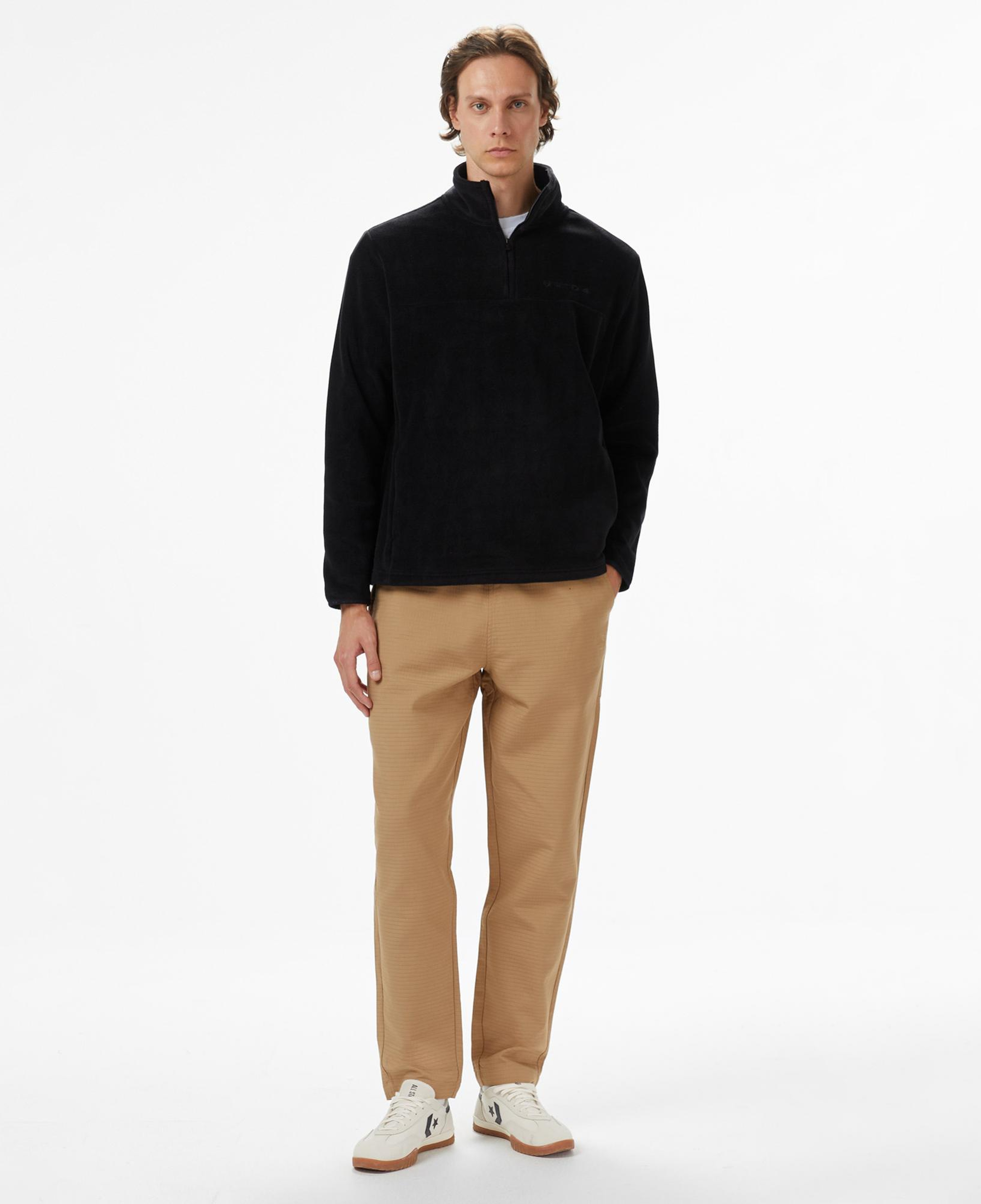 UNITED4 Erkek Siyah Half Zip Sweatshirt