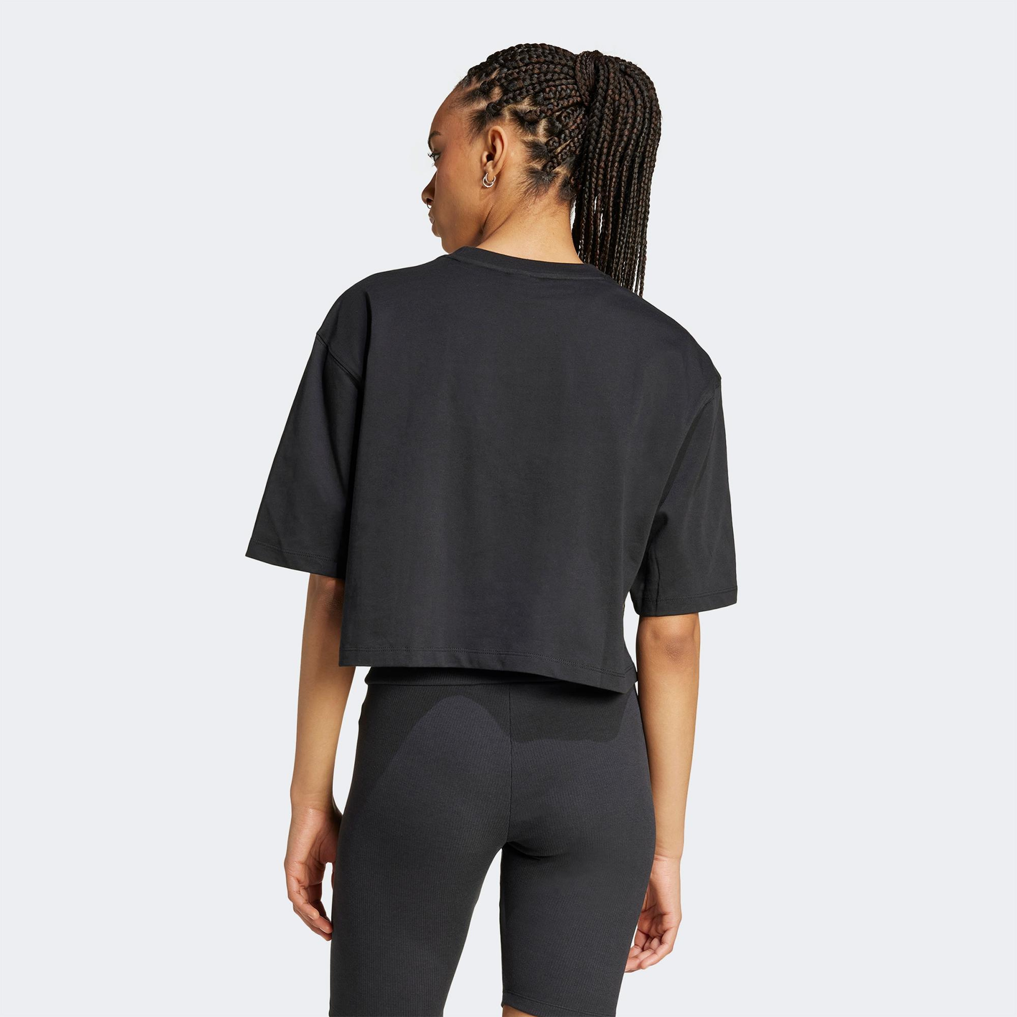 adidas Essentials Cropped Kadın Siyah T-Shirt