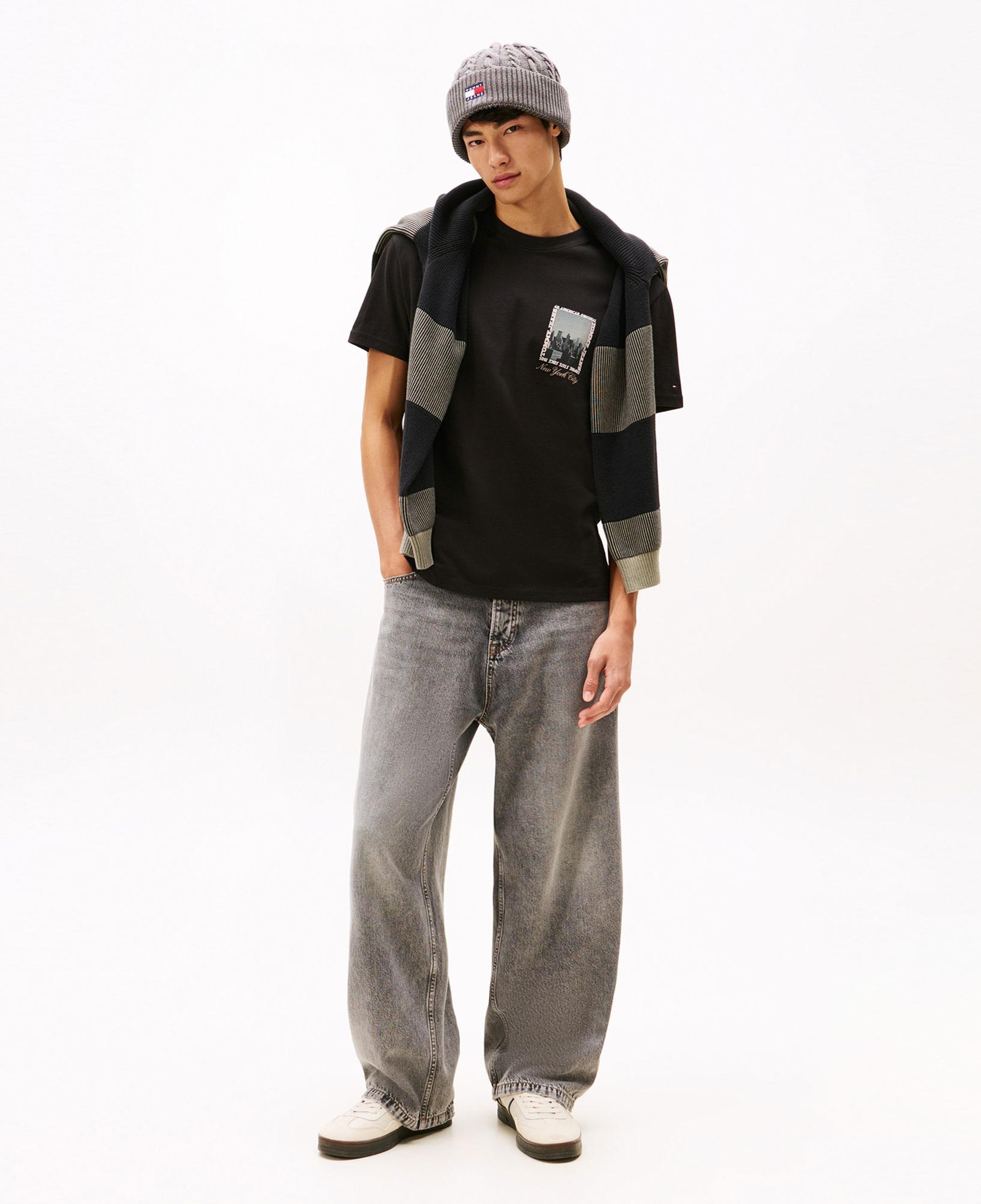 Tommy Hilfiger Regular Photo Erkek Siyah T-Shirt